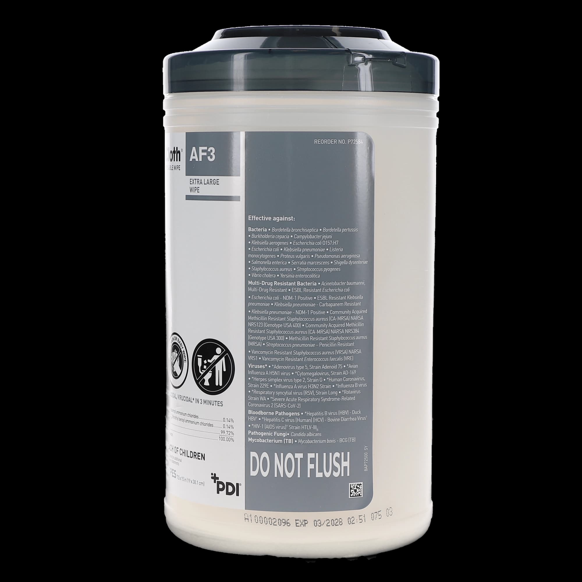Sani-Cloth AF3 Germicidal Disposable Wipes, Alcohol-Free, Fragrance-Free, X-Large, 7.5" x 15", 75/Can, P72584 thumbnail 7
