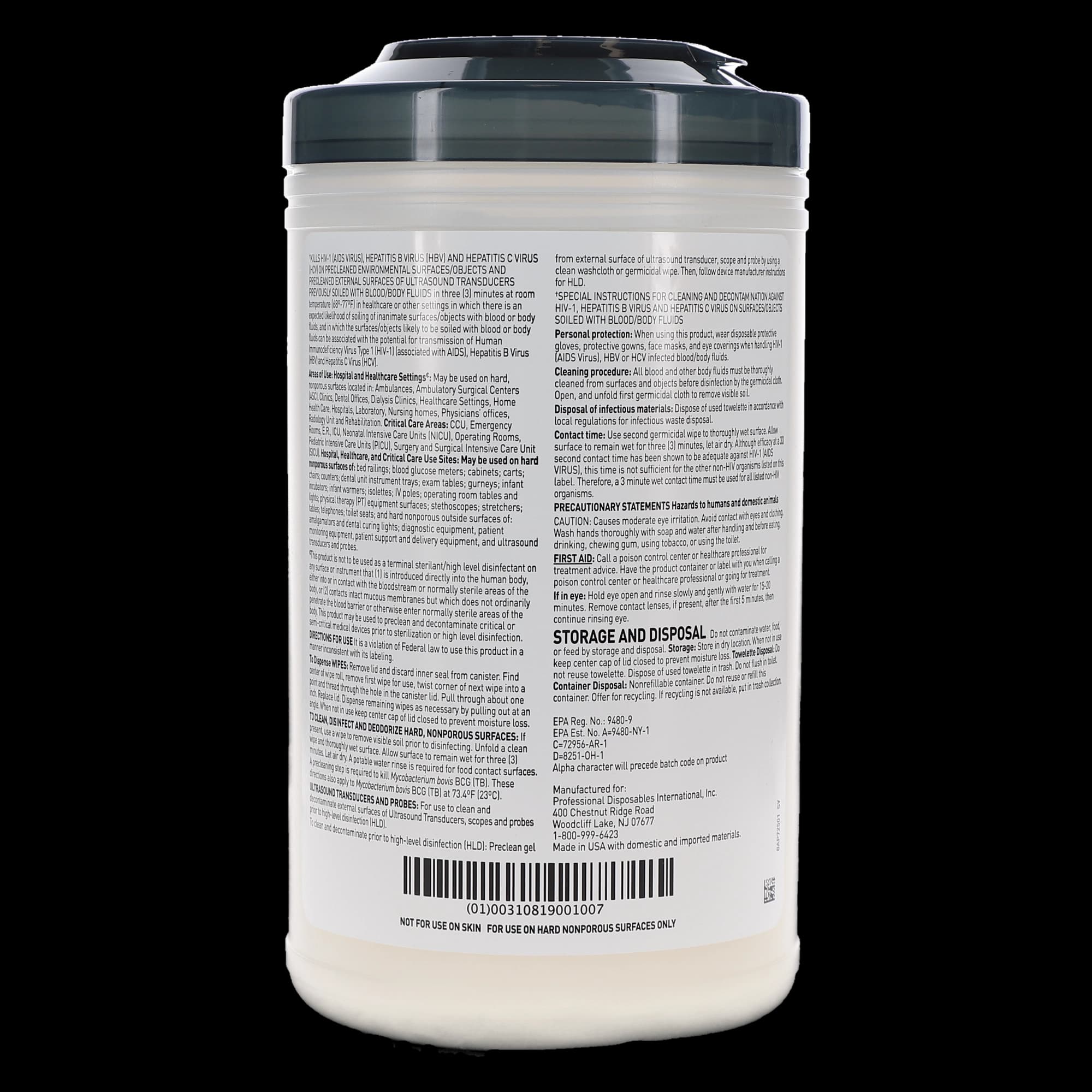 Sani-Cloth AF3 Germicidal Disposable Wipes, Alcohol-Free, Fragrance-Free, X-Large, 7.5" x 15", 75/Can, P72584 thumbnail 8