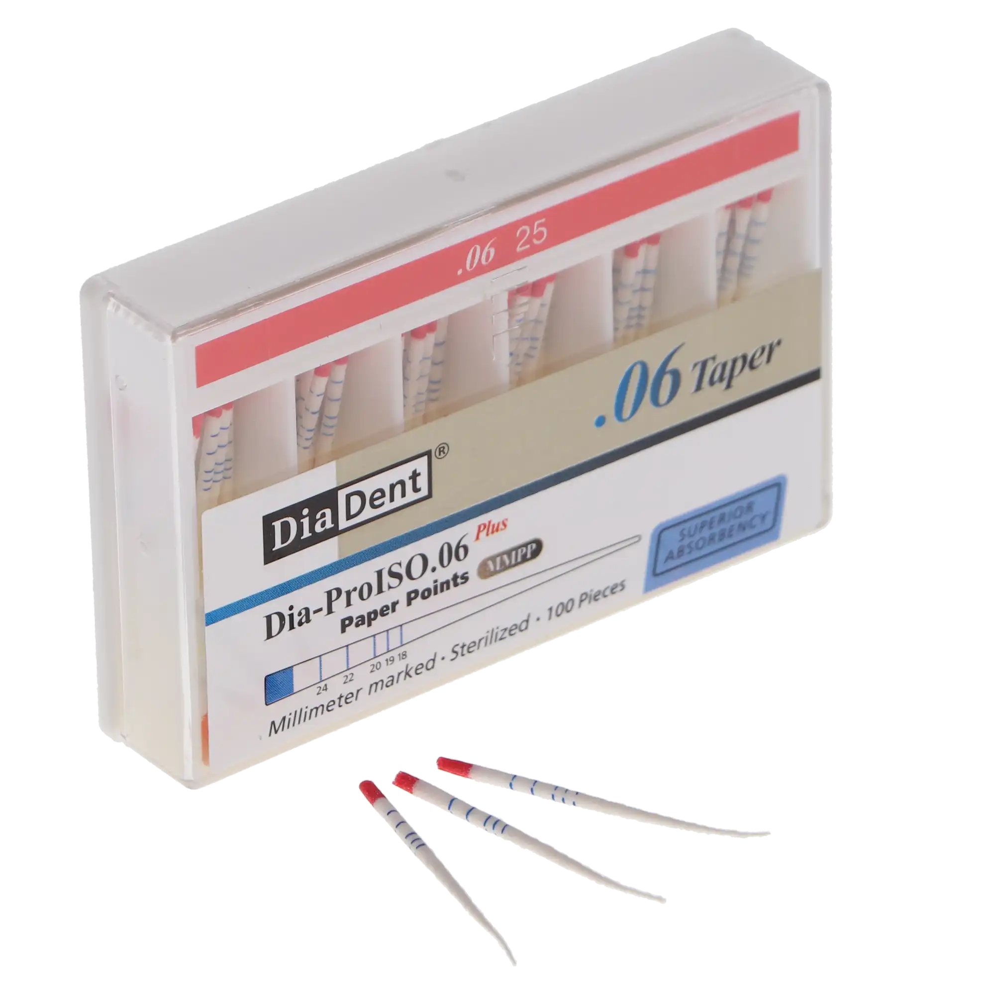 DiaDent Dia-ProISO GT Paper Points, .06 Taper, Size #25, mm-Marked, Spillproof, 100/Pack, MP212-605 thumbnail 2