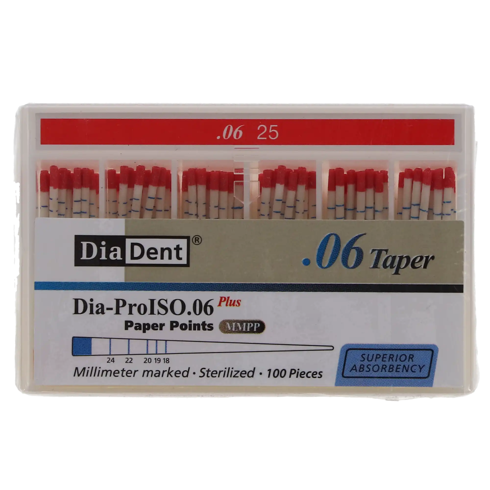 DiaDent Dia-ProISO GT Paper Points, .06 Taper, Size #25, mm-Marked, Spillproof, 100/Pack, MP212-605 thumbnail 4