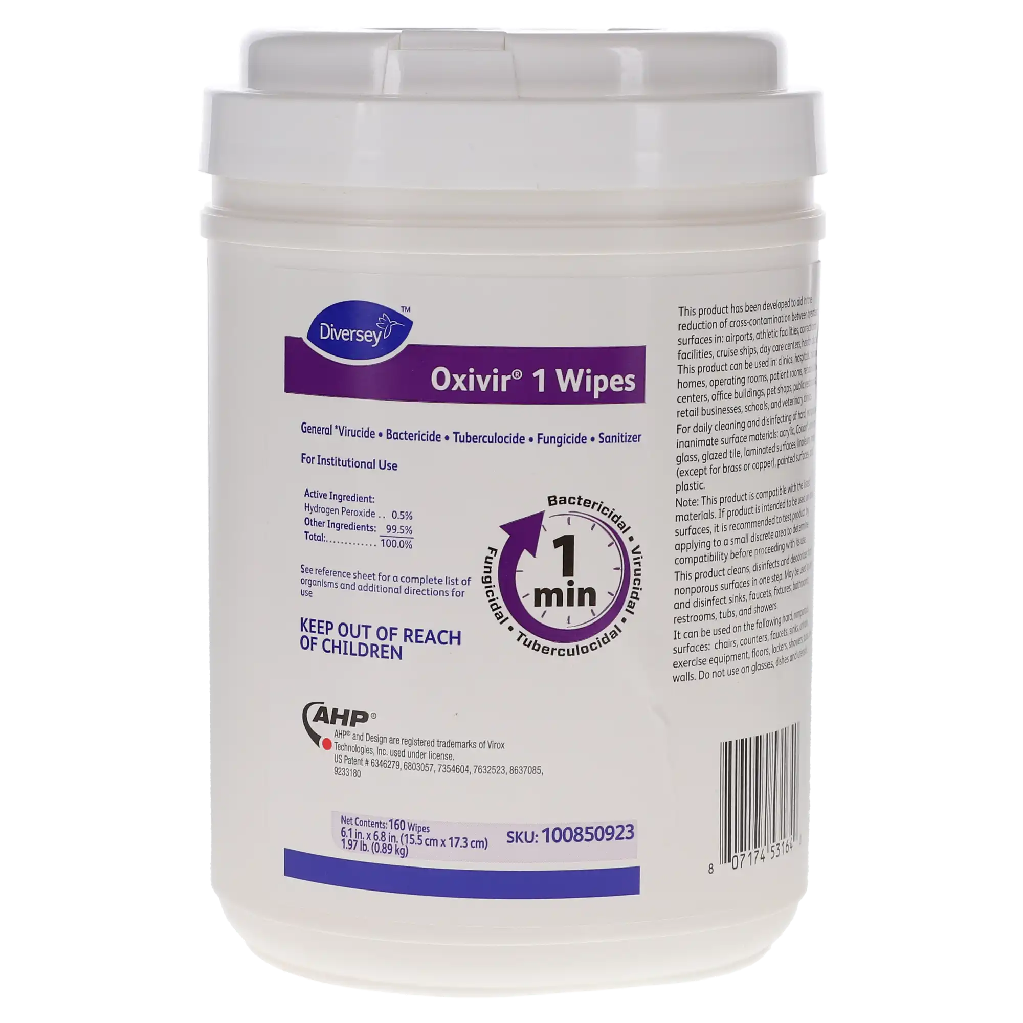 Diversey Oxivir 1 Surface Disinfection Wipes, 160 Wipes/Can thumbnail 5