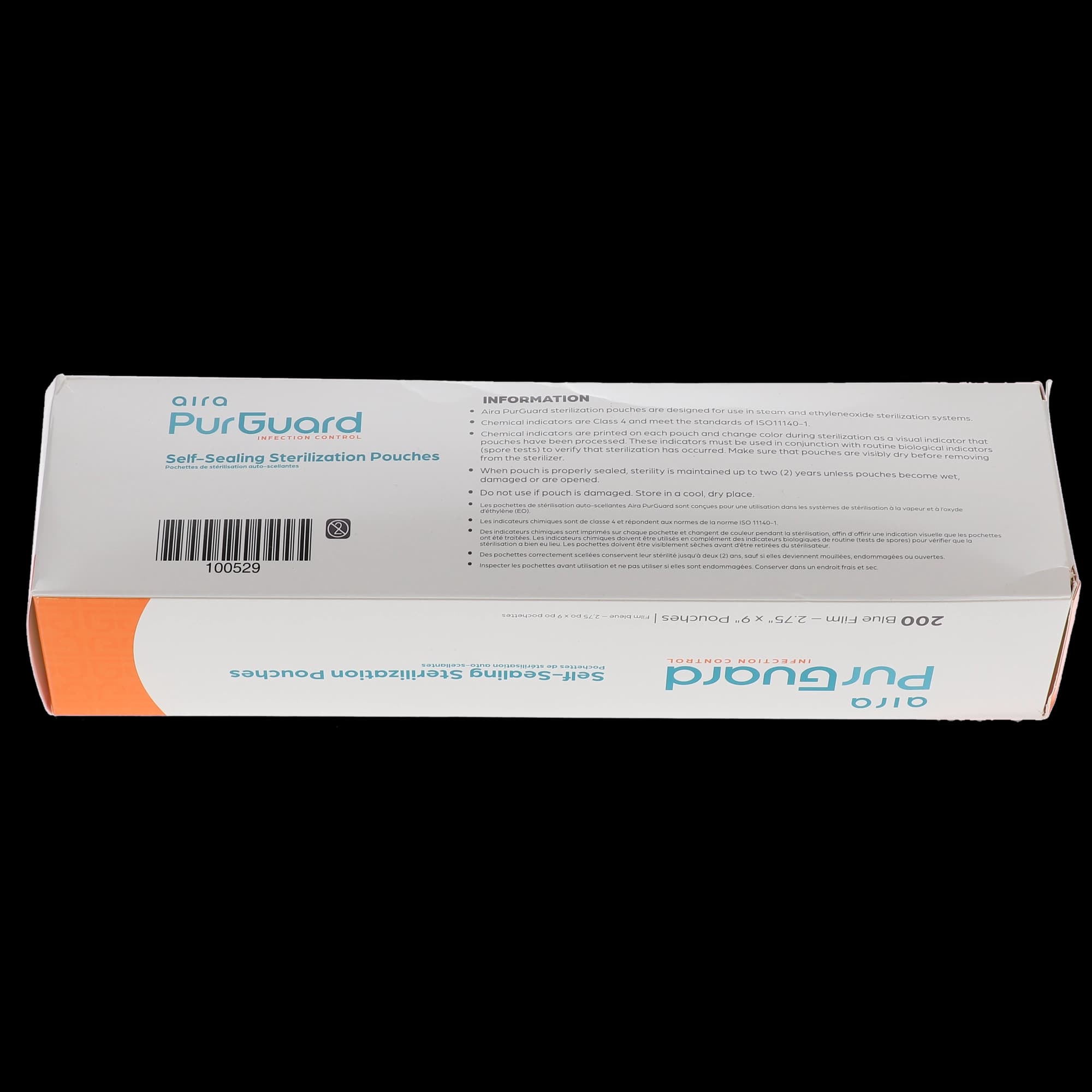 Aira Self-Sealing Sterilization Pouch, Class 4, Paper/Blue Film, 2.75" x 9", 200/Box, 100529 thumbnail 3