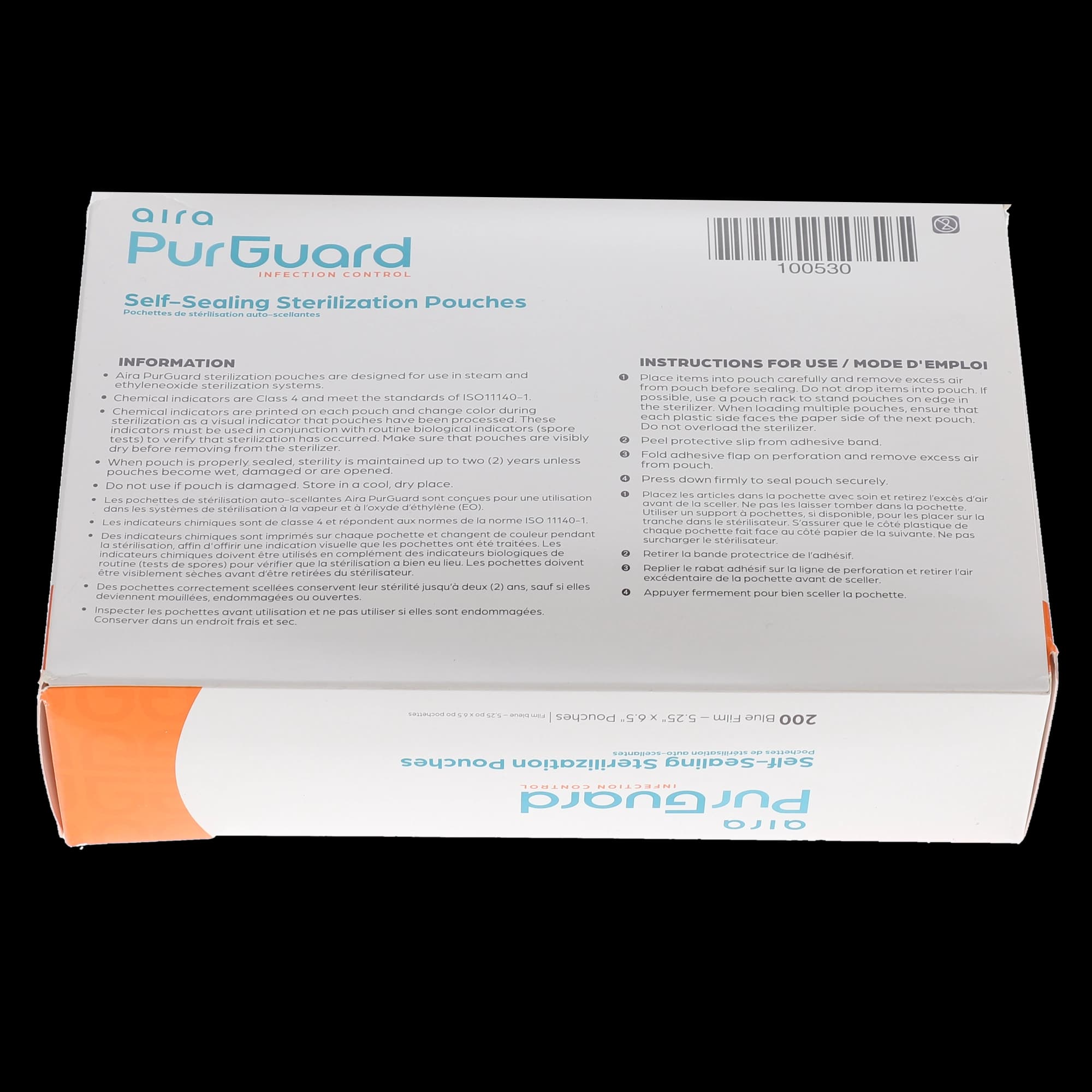 Aira Self-Sealing Sterilization Pouch, Class 4, Paper/Blue Film, 5.25" x 6.5", 200/Box, 100530 thumbnail 3