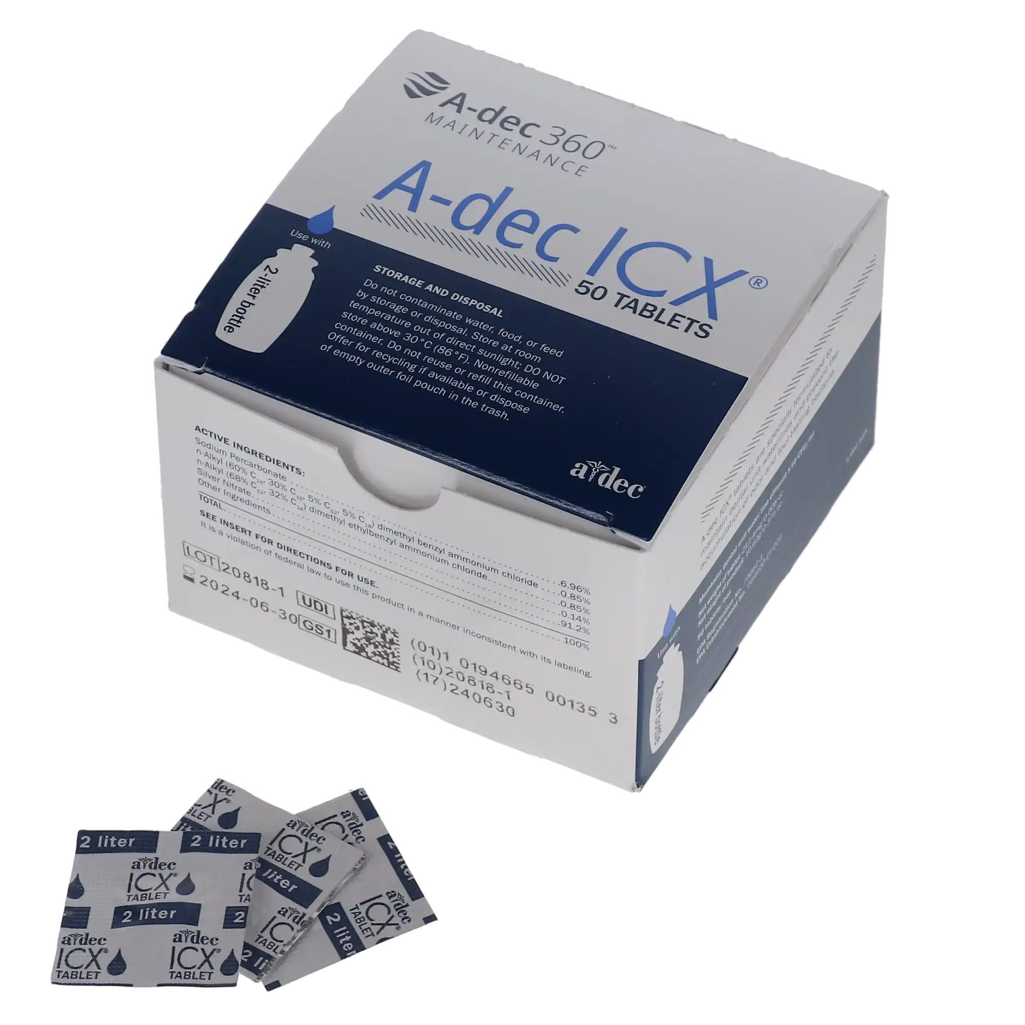 A-dec ICX Waterline Treatment Tablets, 2L Bottle, 50/Bx, 90.1065.00 thumbnail 10