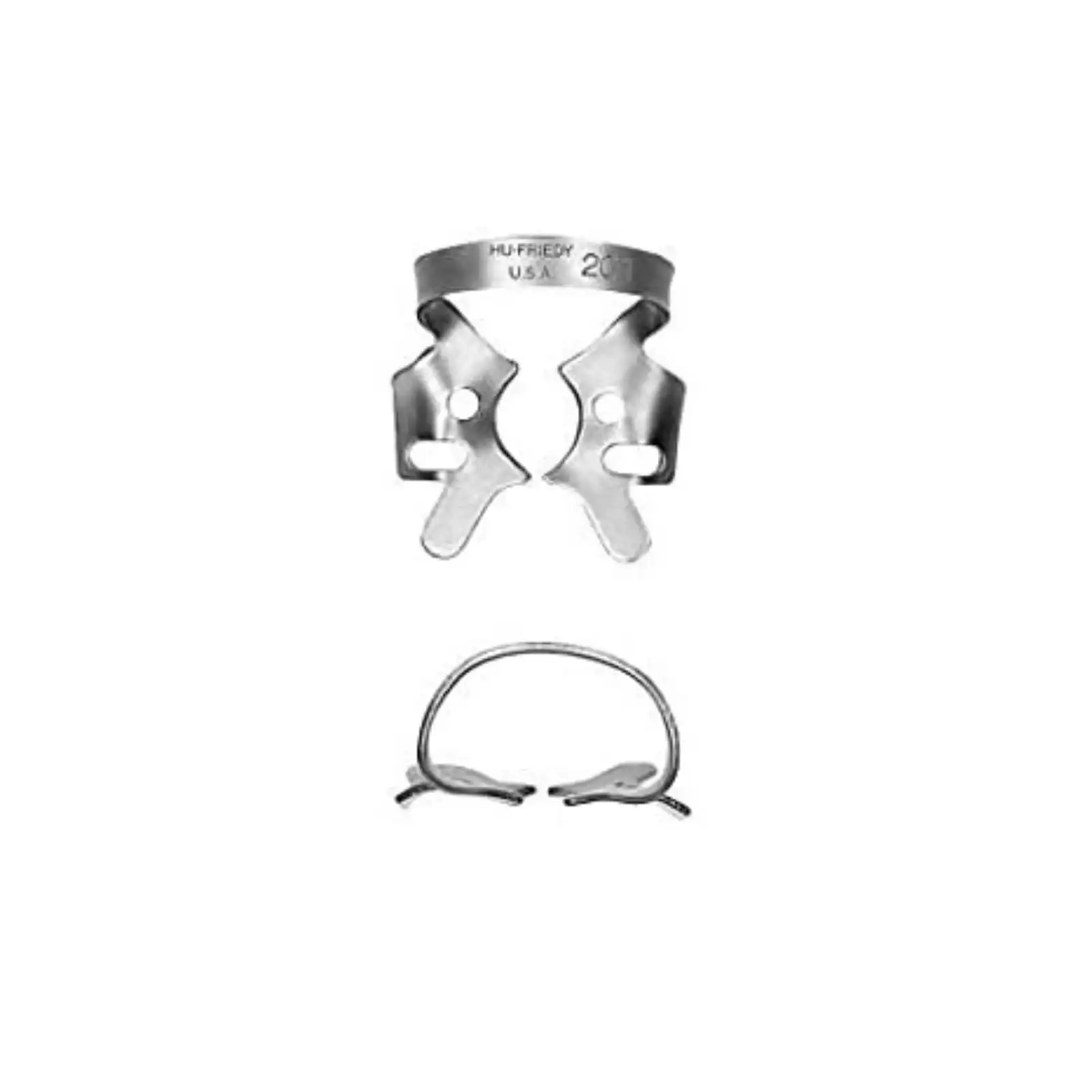 Hu-Friedy Satin Steel Rubber Dam Clamp, Winged, #201, Upper Molars, Single Clamp, RDCM201 thumbnail 2