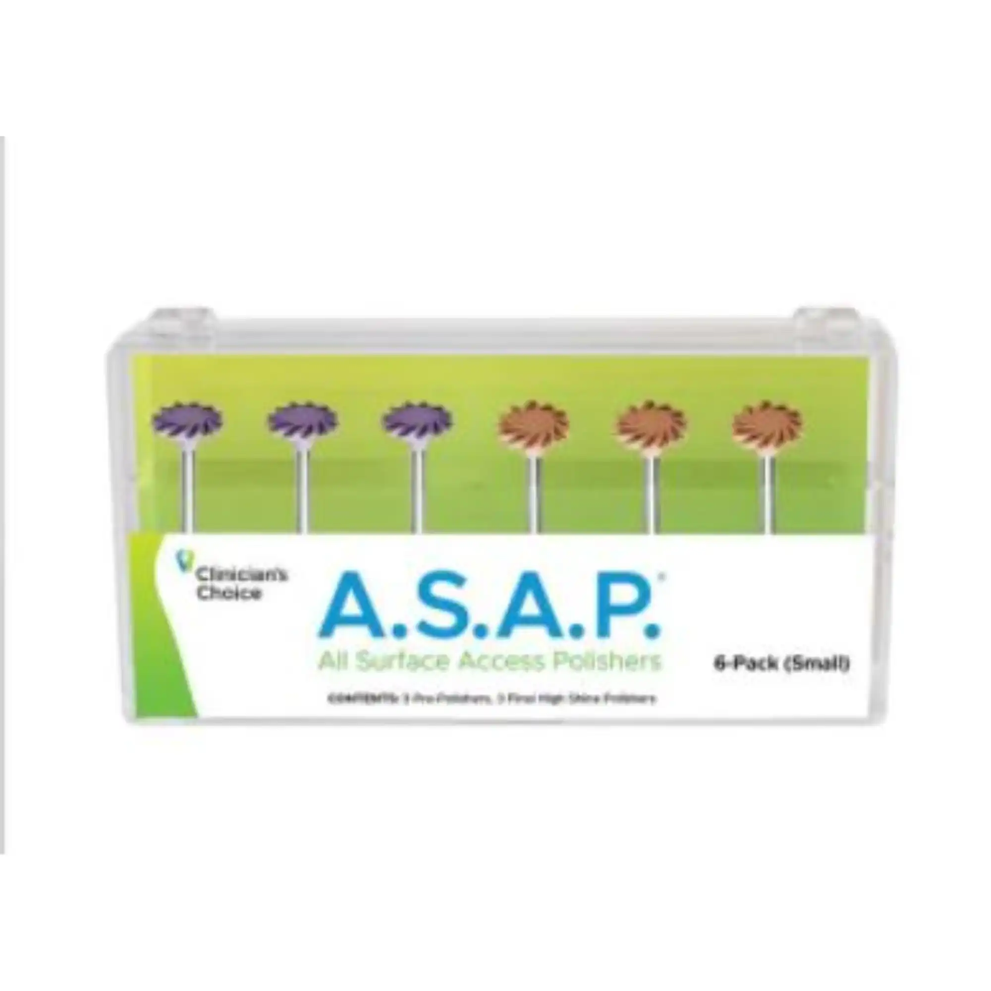 A.S.A.P. All Surface Access Polishers Small Refill Kit, Assorted (3 Purple Pre-Polisher, 3 Peach Final High-Shine), 10 mm, 6/Pk, 130913 thumbnail 5