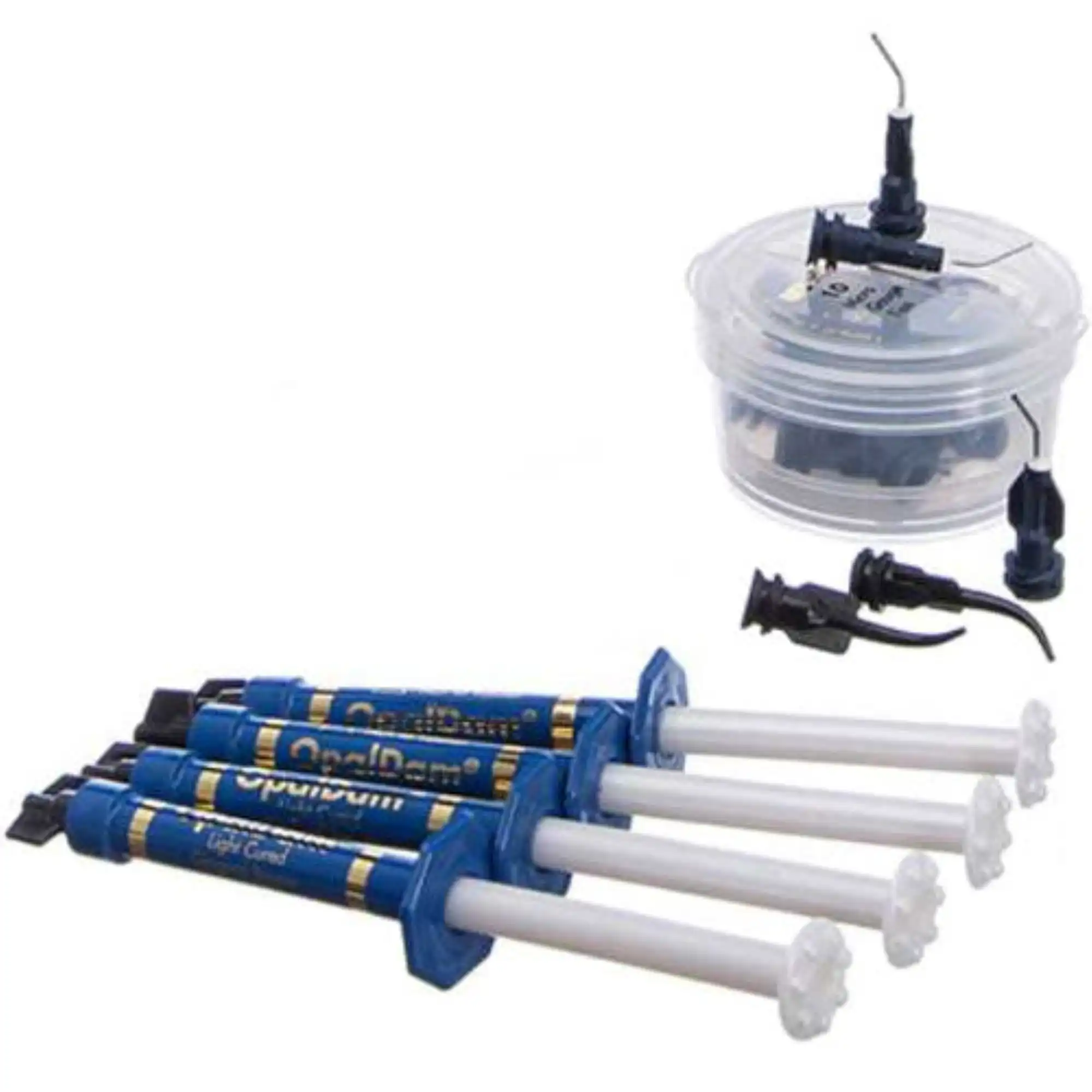 Ultradent OpalDam Kit, Light-Cured Resin Barrier, 4 x 1.2 ml Syringes, 10 Micro 20ga Tips, 10 Black Mini Tips - OpalDam Kit - Image 1