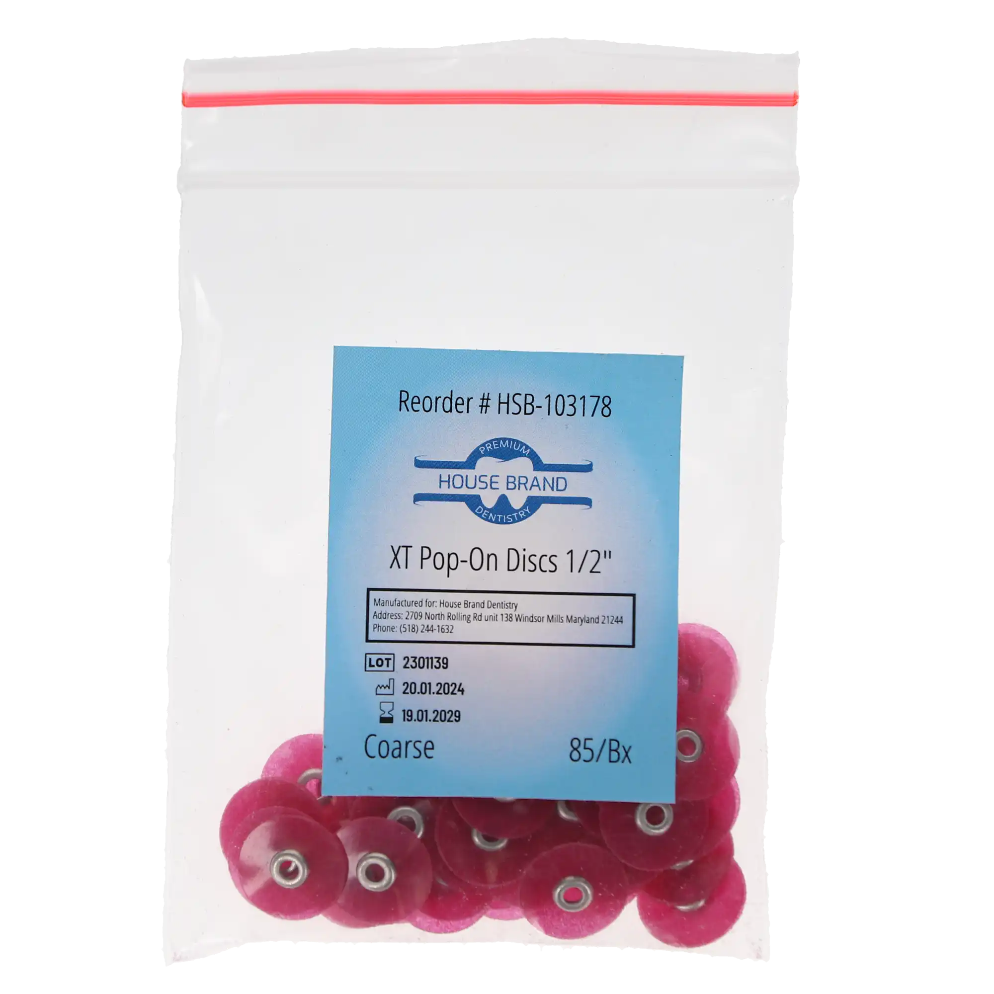 Sof-Lex XT Type Contouring and Polishing Discs, Extra Thin, Pop-On, 1/2", Coarse, Dark Pink, 85/Pk, 2382C, 103178 thumbnail 4