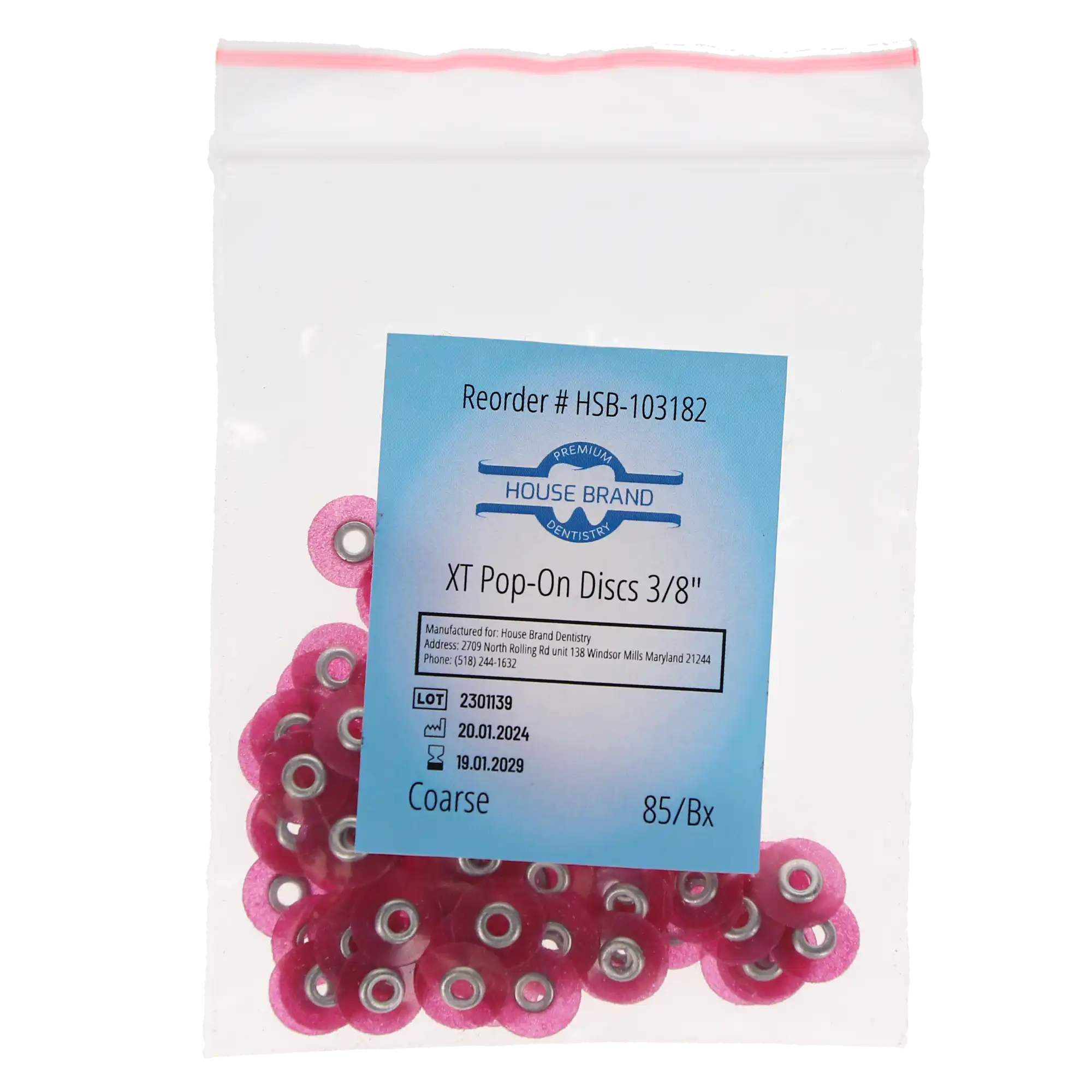 Sof-Lex XT Type Contouring and Polishing Discs, Extra Thin, Pop-On, 3/8", Coarse, Pink, 85/Pk, 2381C, 103182 thumbnail 4