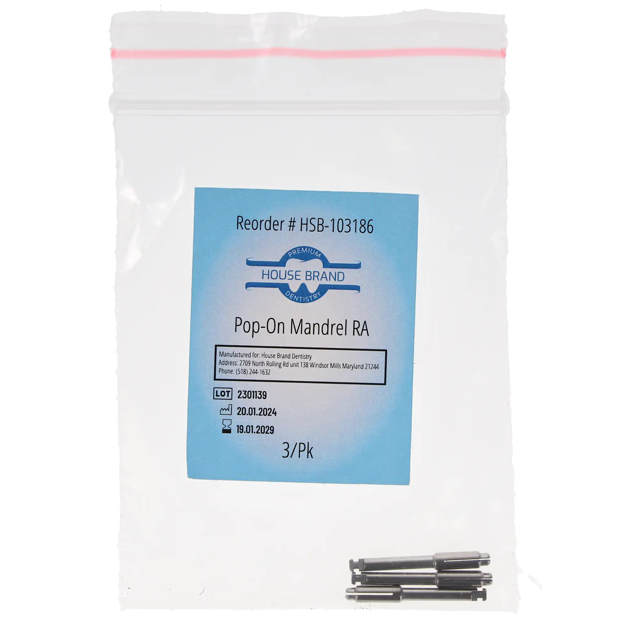 Sof-Lex Type Pop-On Polishing Disc Mandrels, RA, Stainless Steel, 3/Pk, 103186 thumbnail 4