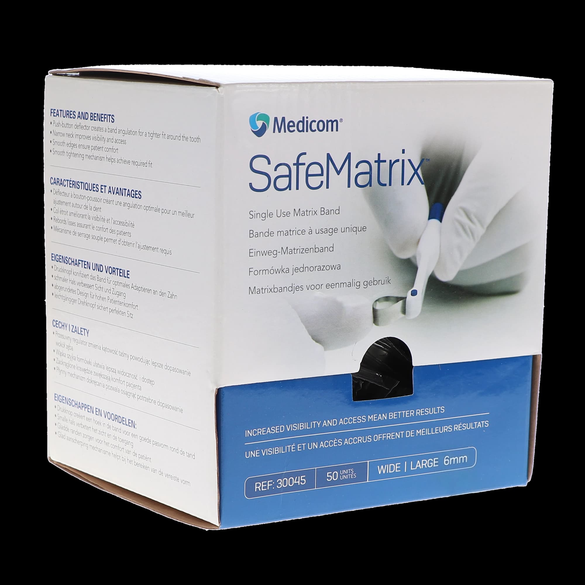 Medicom SafeMatrix Single-Use Matrix Bands, Regular Wide 6mm, Blue, 50/Box, 30045 thumbnail 14