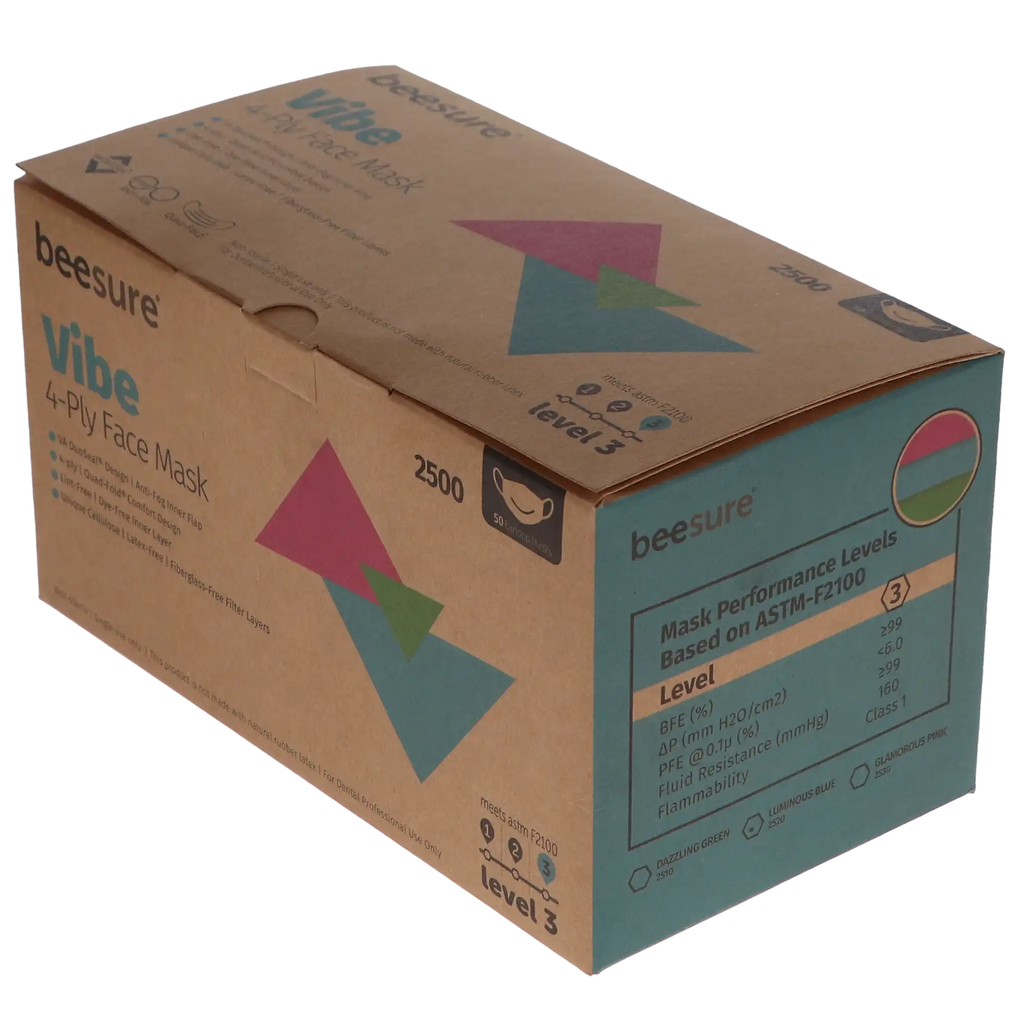 Vibe Face Masks, ASTM Level 3, Blue, 50/Bx, BE2520 thumbnail 2