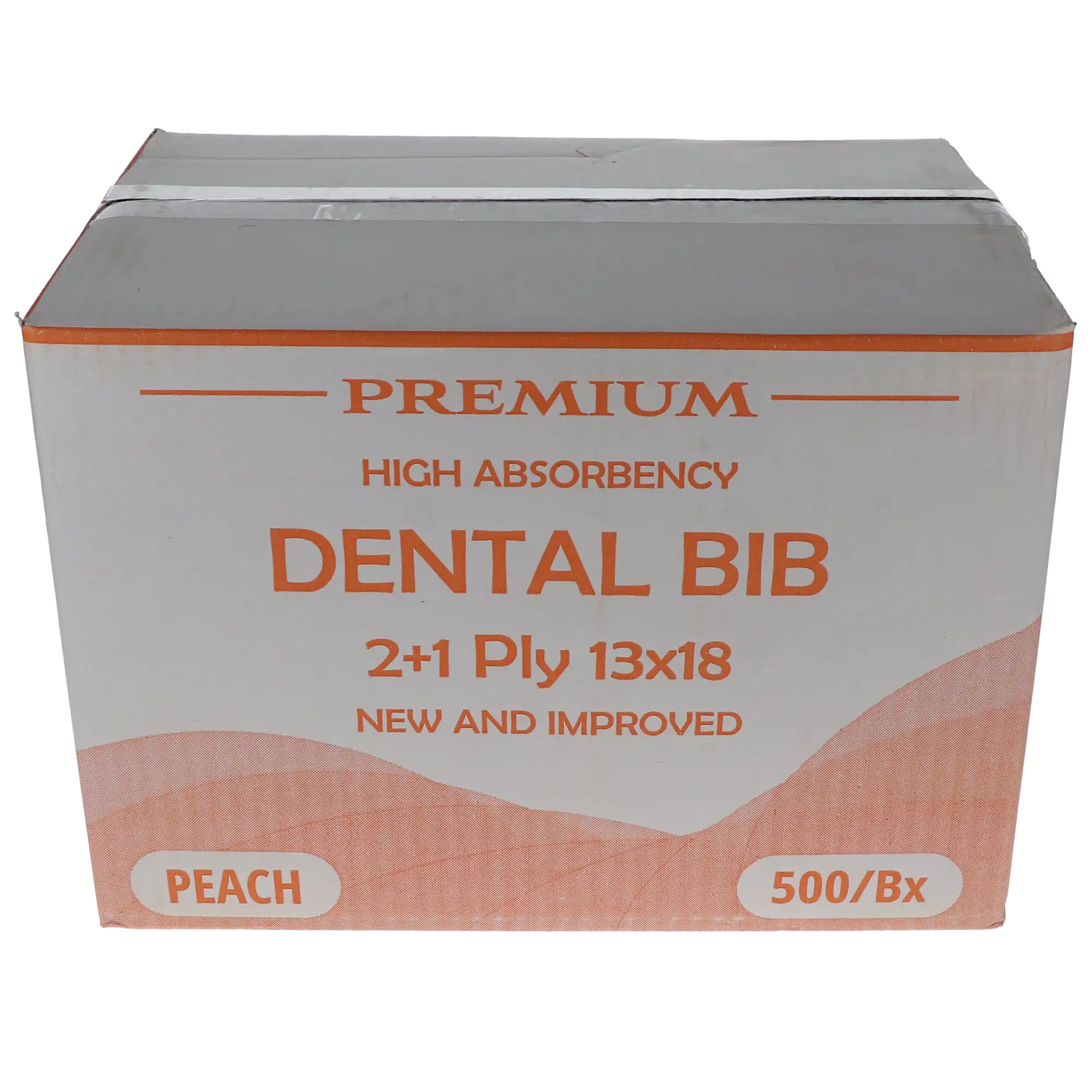 Disposable Patient Bibs, 2+1 Ply, 13" x 18", Peach, 500/Pack, 109217 thumbnail 3