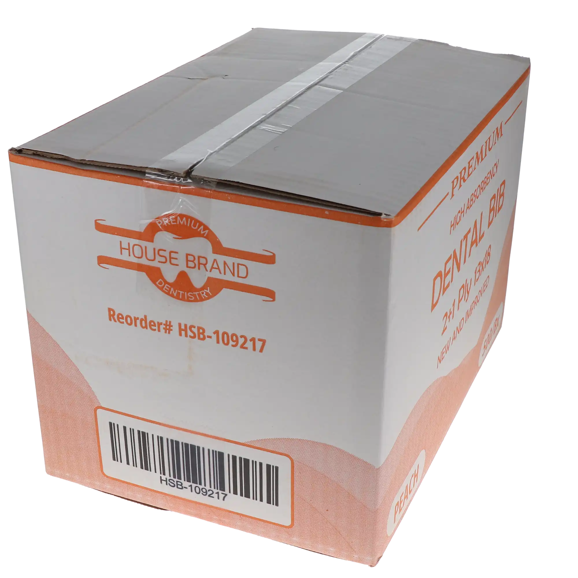 Disposable Patient Bibs, 2+1 Ply, 13" x 18", Peach, 500/Pack, 109217 thumbnail 4
