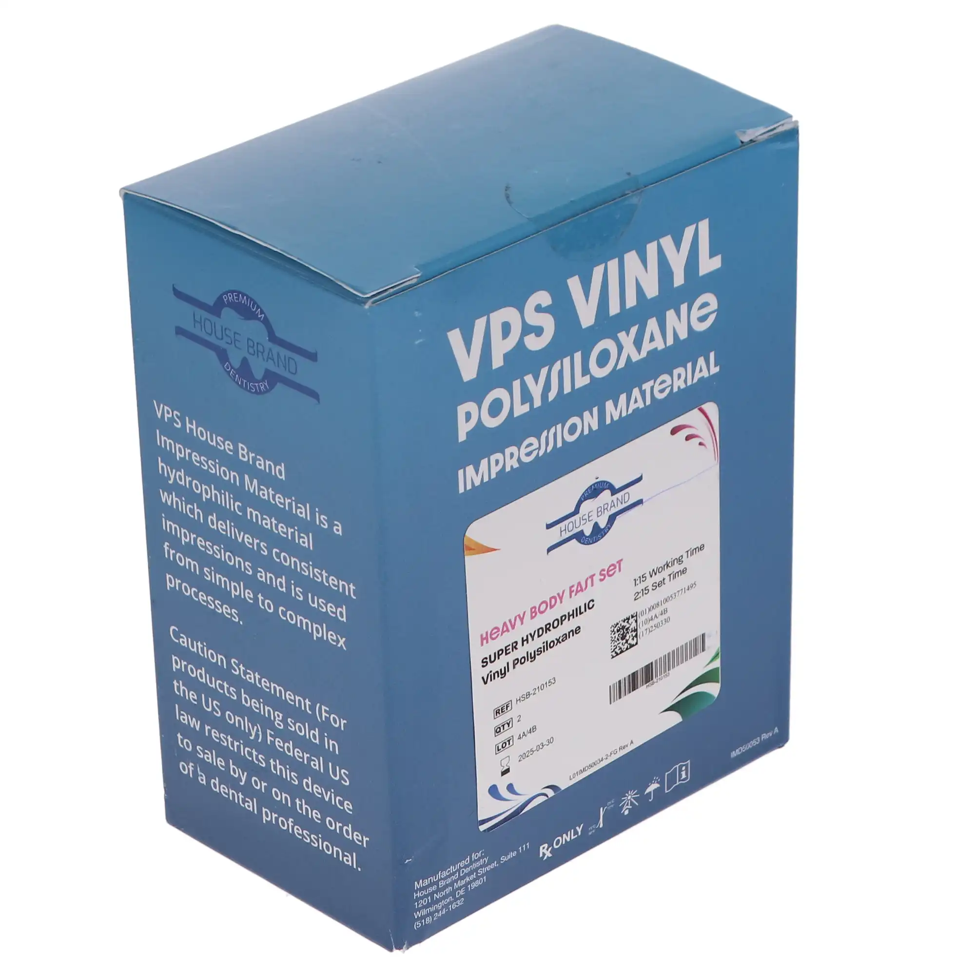 VPS Vinyl Polysiloxane Impression Material, Heavy Body, Fast Set, 2/Pk, 210153 thumbnail 2