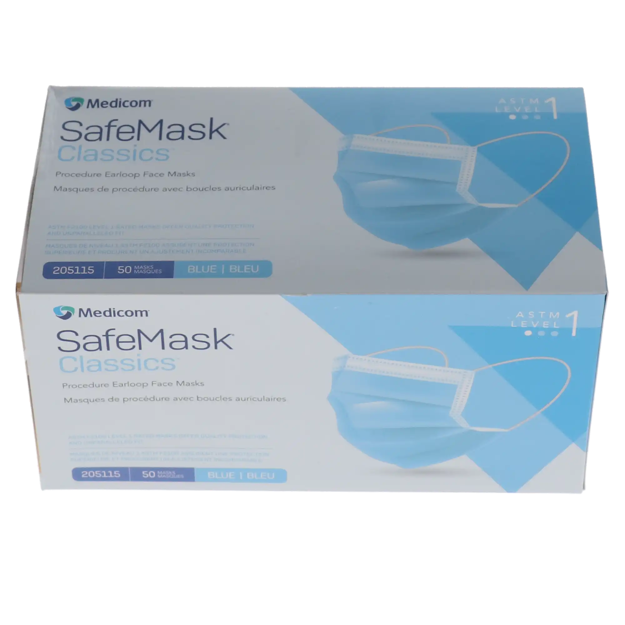 SafeMask Classics Procedure Face Mask, ASTM Level 1, Earloop, Blue, 50/Box, 205115 thumbnail 12