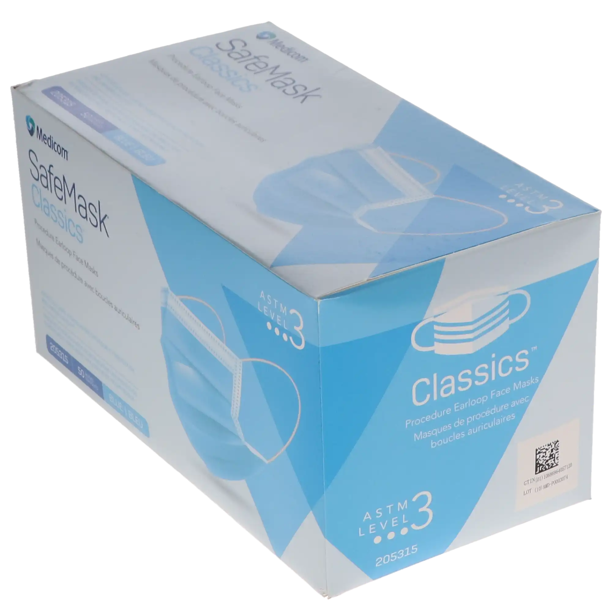 SafeMask® Classics™ Procedure Face Mask, ASTM Level 3, Earloop, Blue, 50/Box, 205315 thumbnail 11