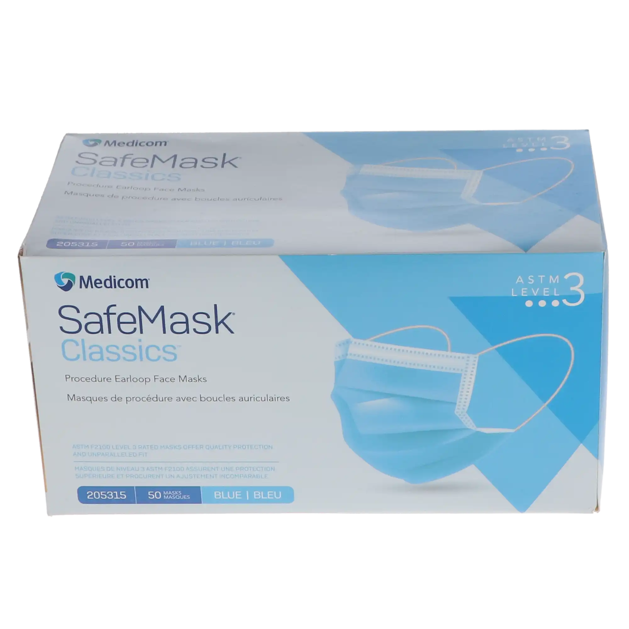 SafeMask® Classics™ Procedure Face Mask, ASTM Level 3, Earloop, Blue, 50/Box, 205315 thumbnail 12