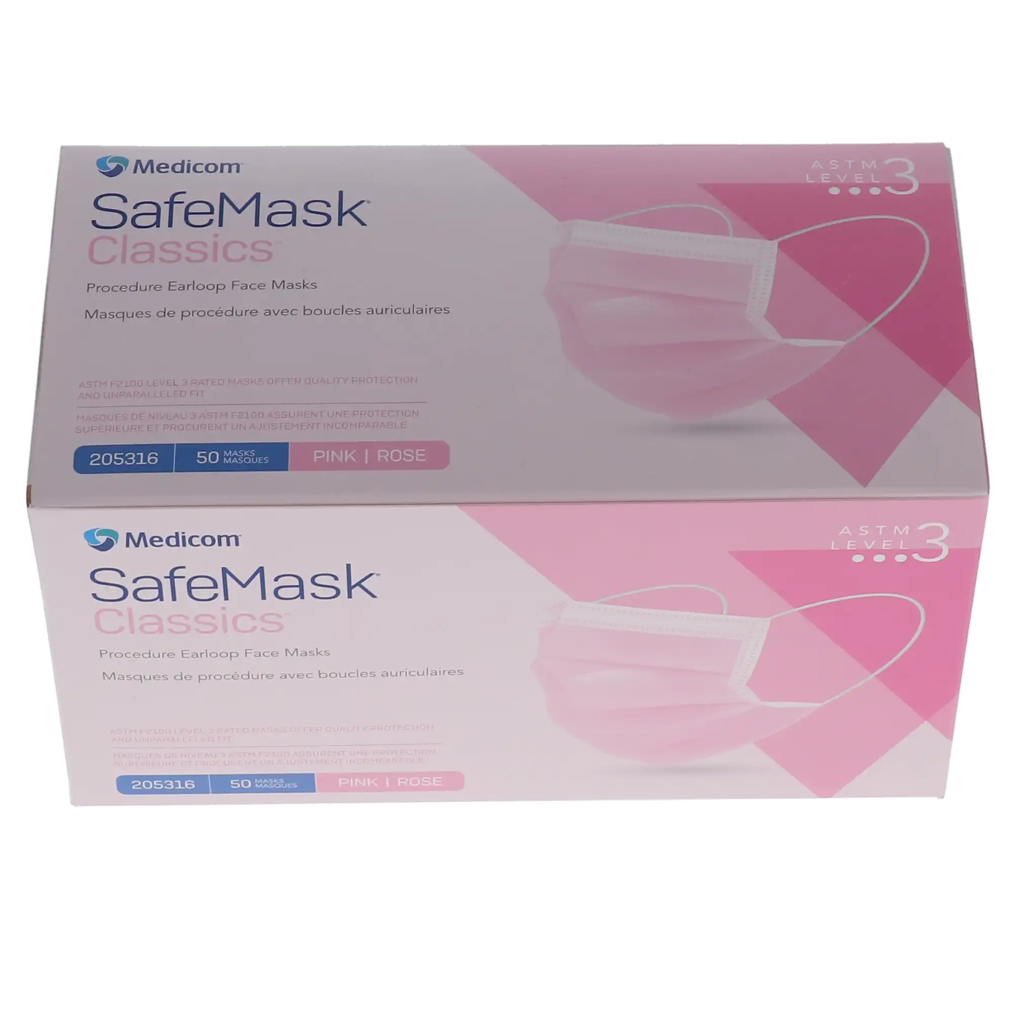 SafeMask® Classics™ Procedure Face Mask, ASTM Level 3, Earloop, Pink, 50/Box, 205316 thumbnail 13