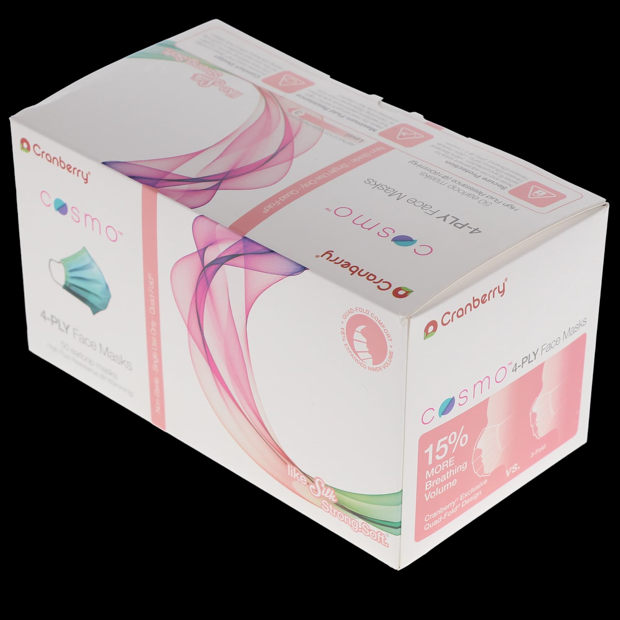 Cranberry Cosmo Procedure Face Mask, ASTM Level 3, 4-Ply, Earloop, Galactic Green, 50/Box, C2700GG thumbnail 13