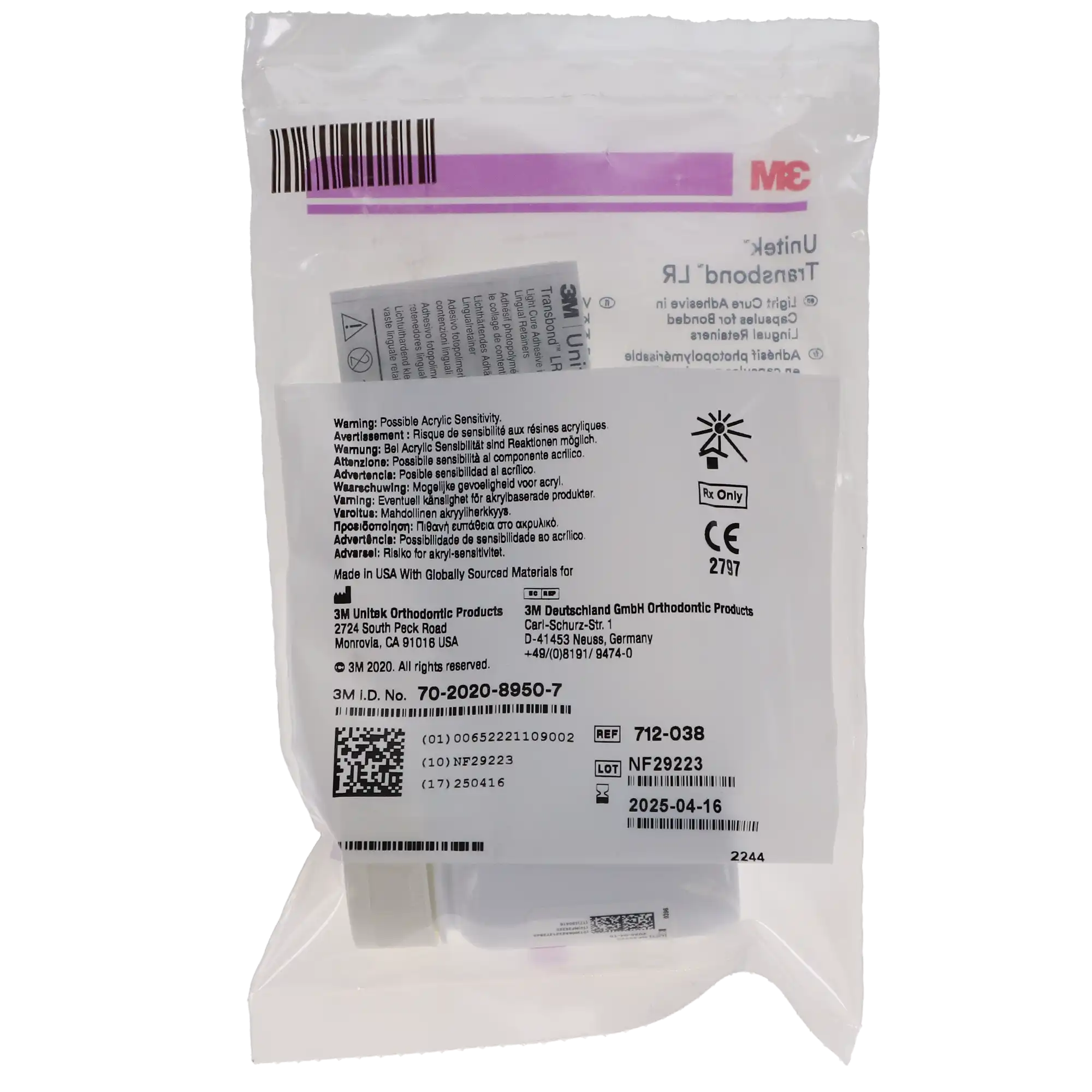 3M™ Transbond™ LR Light Cure Adhesive Capsules, 0.2 g, 25/Pkg, 712-038 thumbnail 4