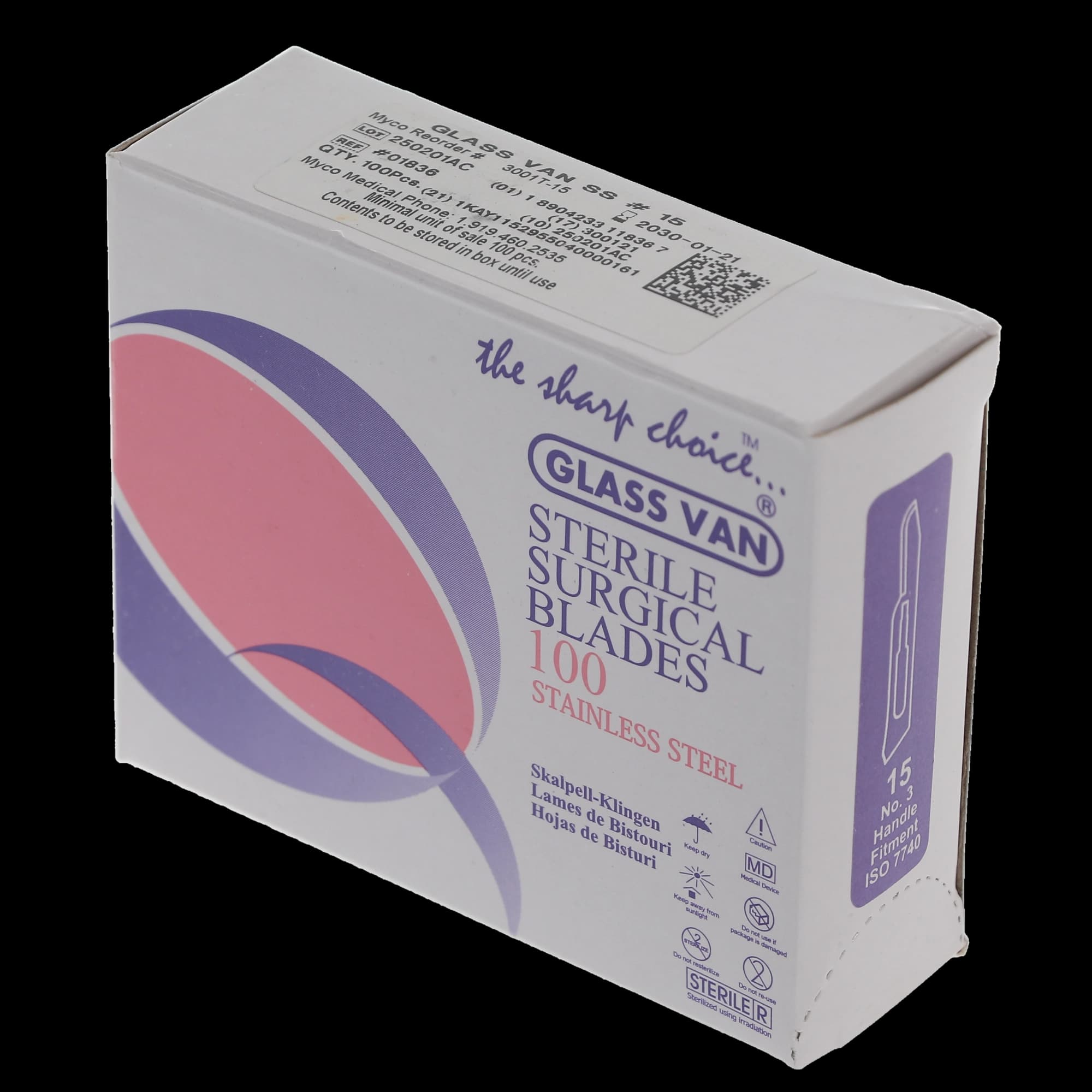 Myco GlassVan #15 Sterile Stainless Steel Surgical Scalpel Blades, 100/Box, 3001T-15 thumbnail 13