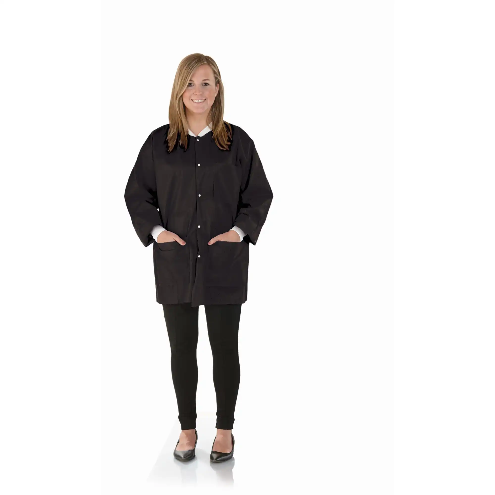 SafeWear™ Hipster Jacket, Jet Black, Medium, Latex-Free, Fluid Resistant, AAMI Level 2, 12/Pk, 8118-B thumbnail 8