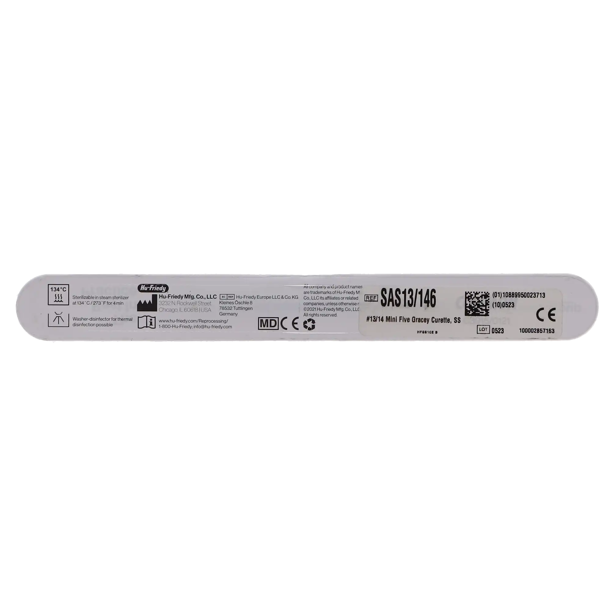 Hu-Friedy Mini Five Gracey Curette 13/14, Double-Ended, #6 Satin Steel Handle, SAS13/146 thumbnail 4