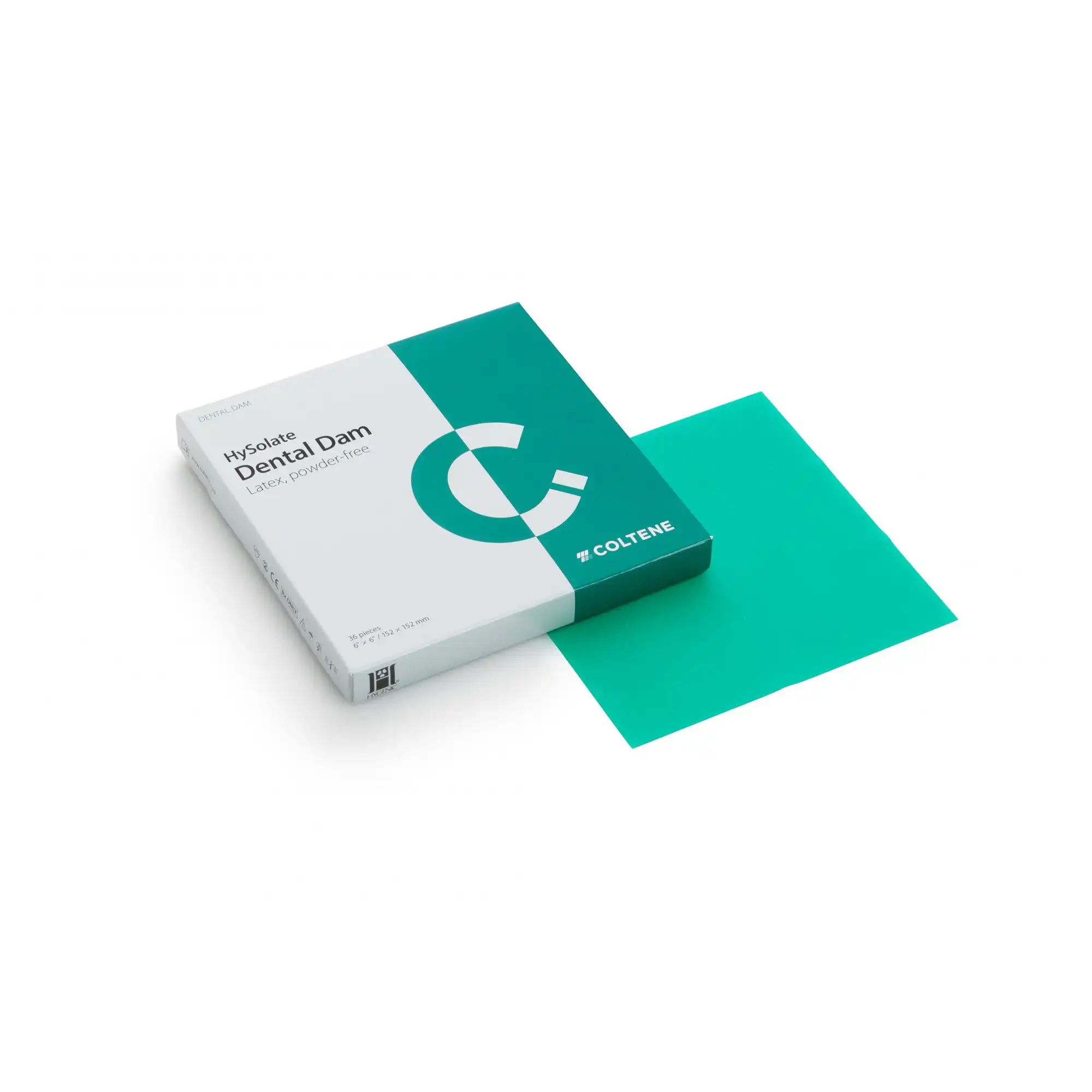 HySolate Latex Dental Dam, 6" x 6" (152 x 152 mm), Heavy, Green, Unscented, Powder-Free, 36/Box, 60034420 thumbnail 2