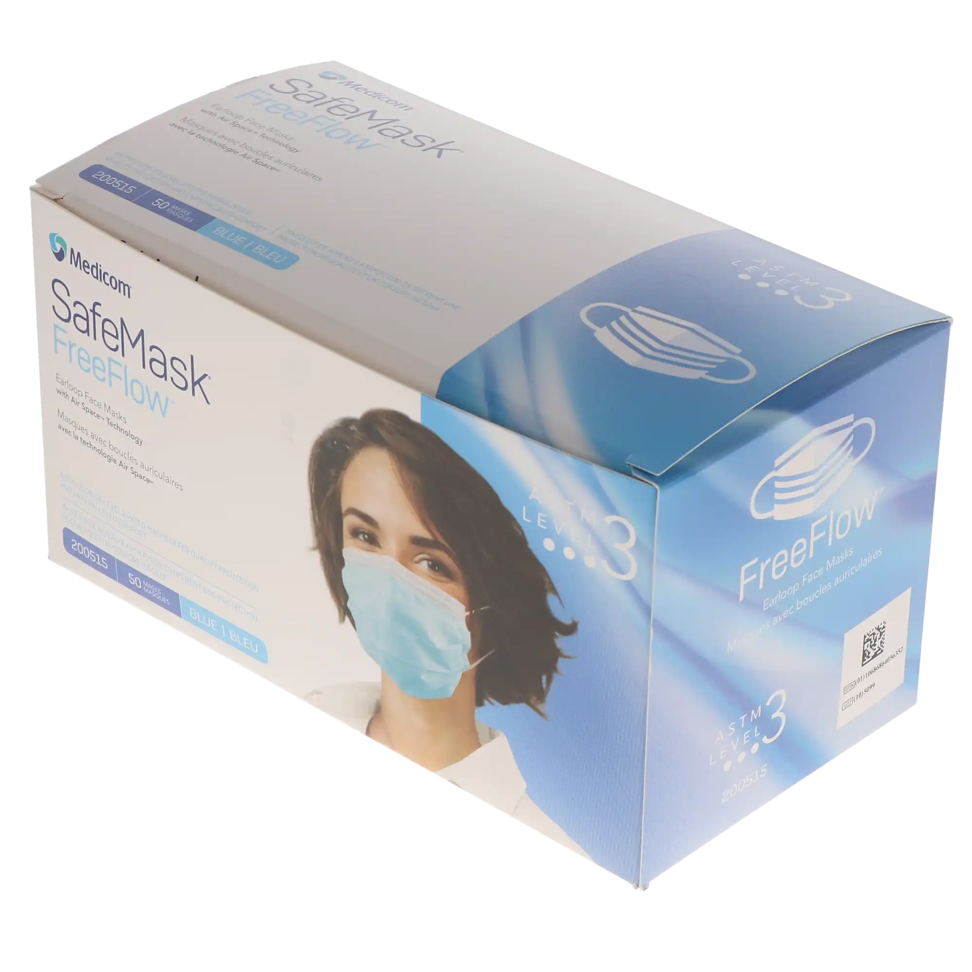 Medicom SafeMask FreeFlow Procedure Face Mask, ASTM Level 3, Blue, 50/Box, 200515 thumbnail 13
