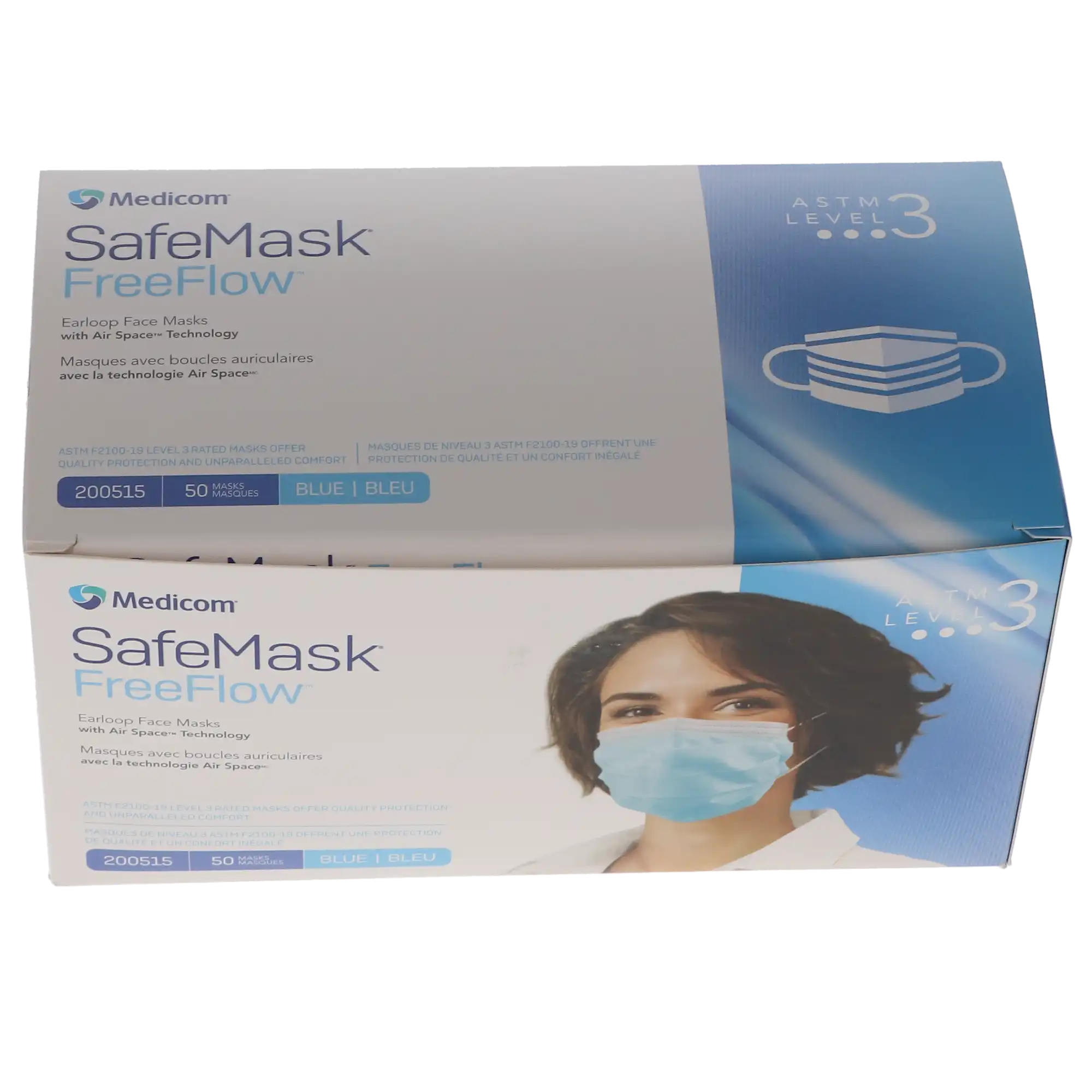 Medicom SafeMask FreeFlow Procedure Face Mask, ASTM Level 3, Blue, 50/Box, 200515 thumbnail 14