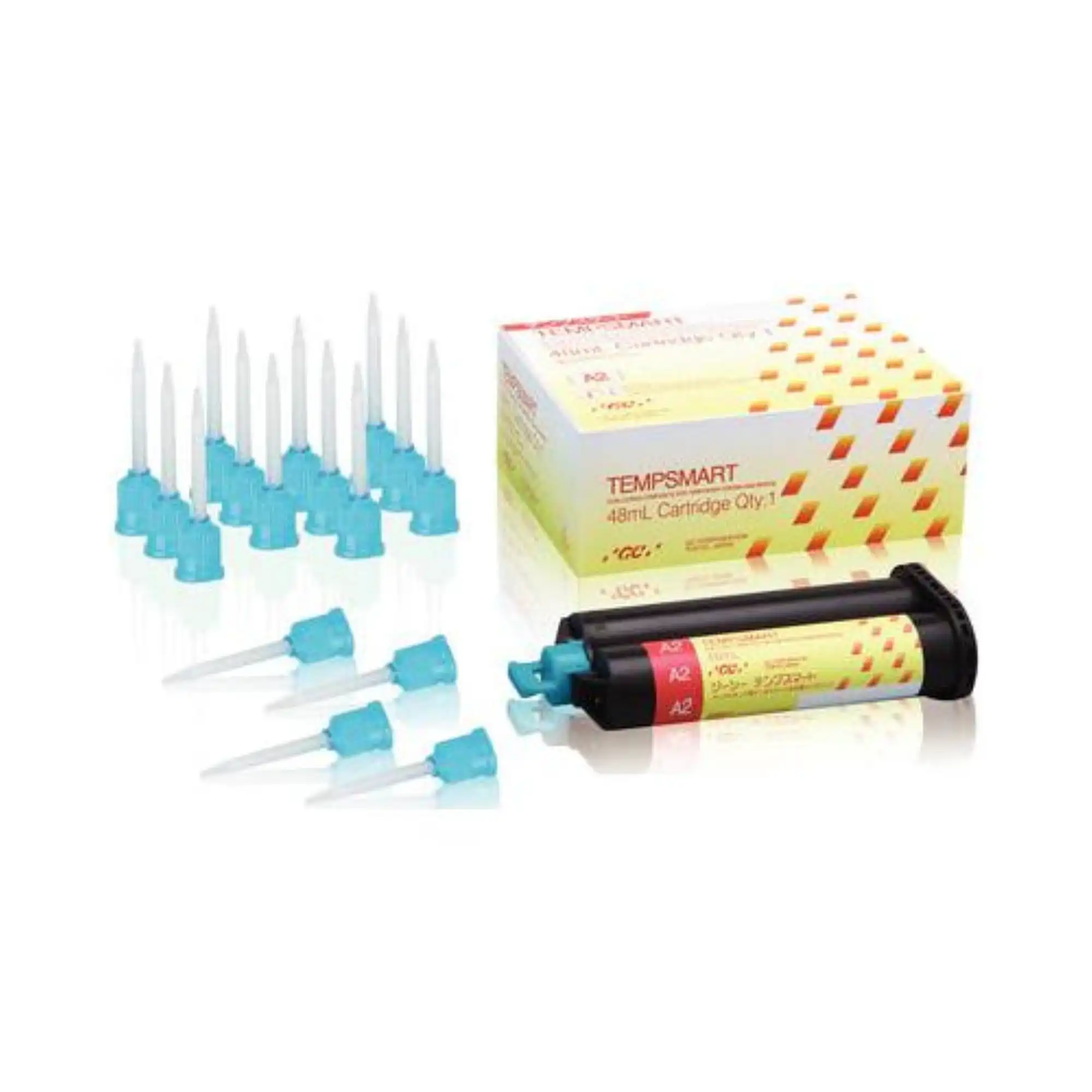 GC America Tempsmart Temporary Crown & Bridge Material, Dual-Cure Composite, Cartridge, 48 ml, Shade A2, 1 Cartridge + 16 Mixing Tips - Tempsmart Temporary Crown & Bridge Material, Cartridge, 48 ml, A2, 1/Pk - Image 1