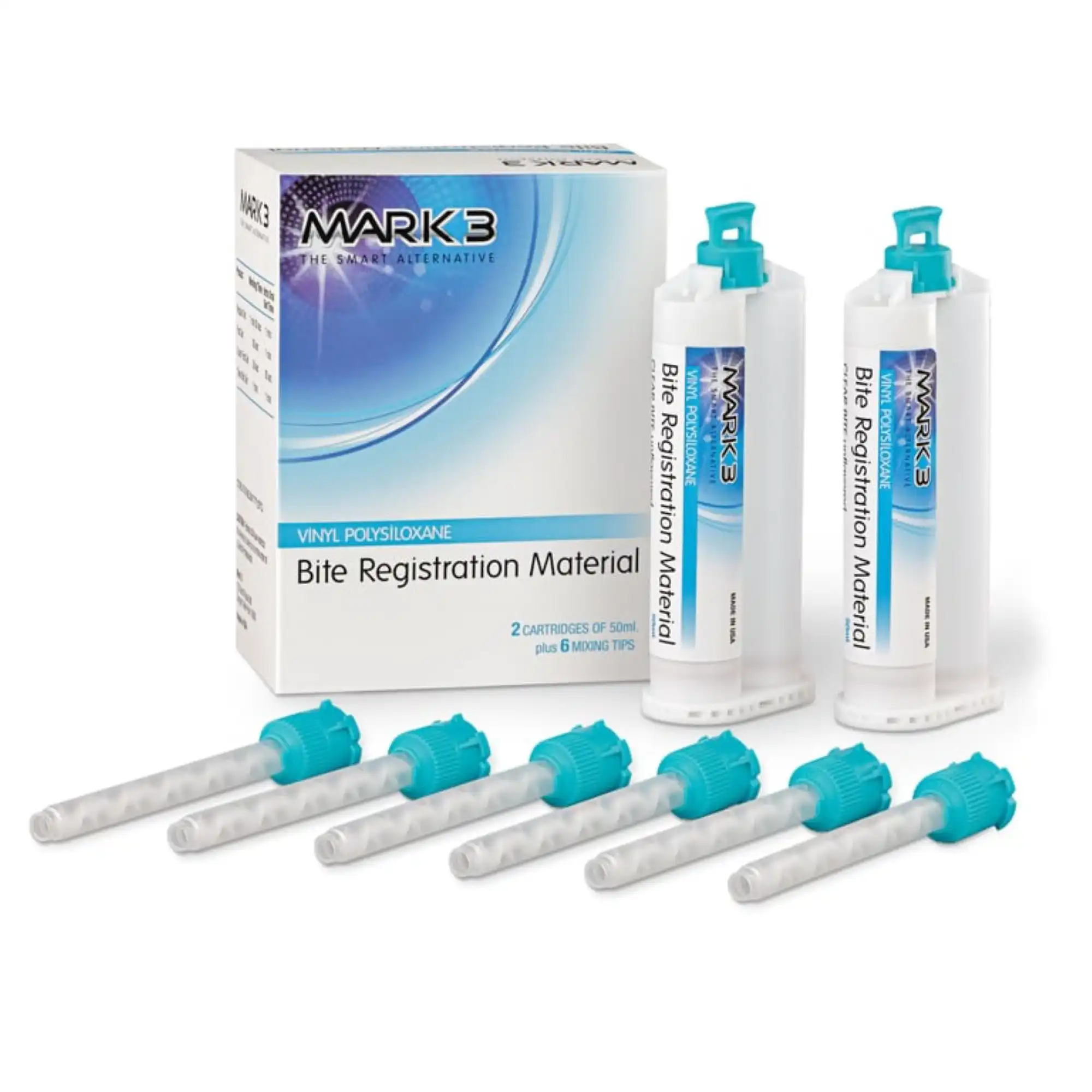 Mark3 VPS Bite Registration Fast Set, 2 x 50 mL Cartridges, 6 Mixing Tips, 0219 - Vps Bite Registration Fast Set, 2 x 50 ML Cartridges, 6 Mixing Tips, 0219 (Discontinued) - Image 1