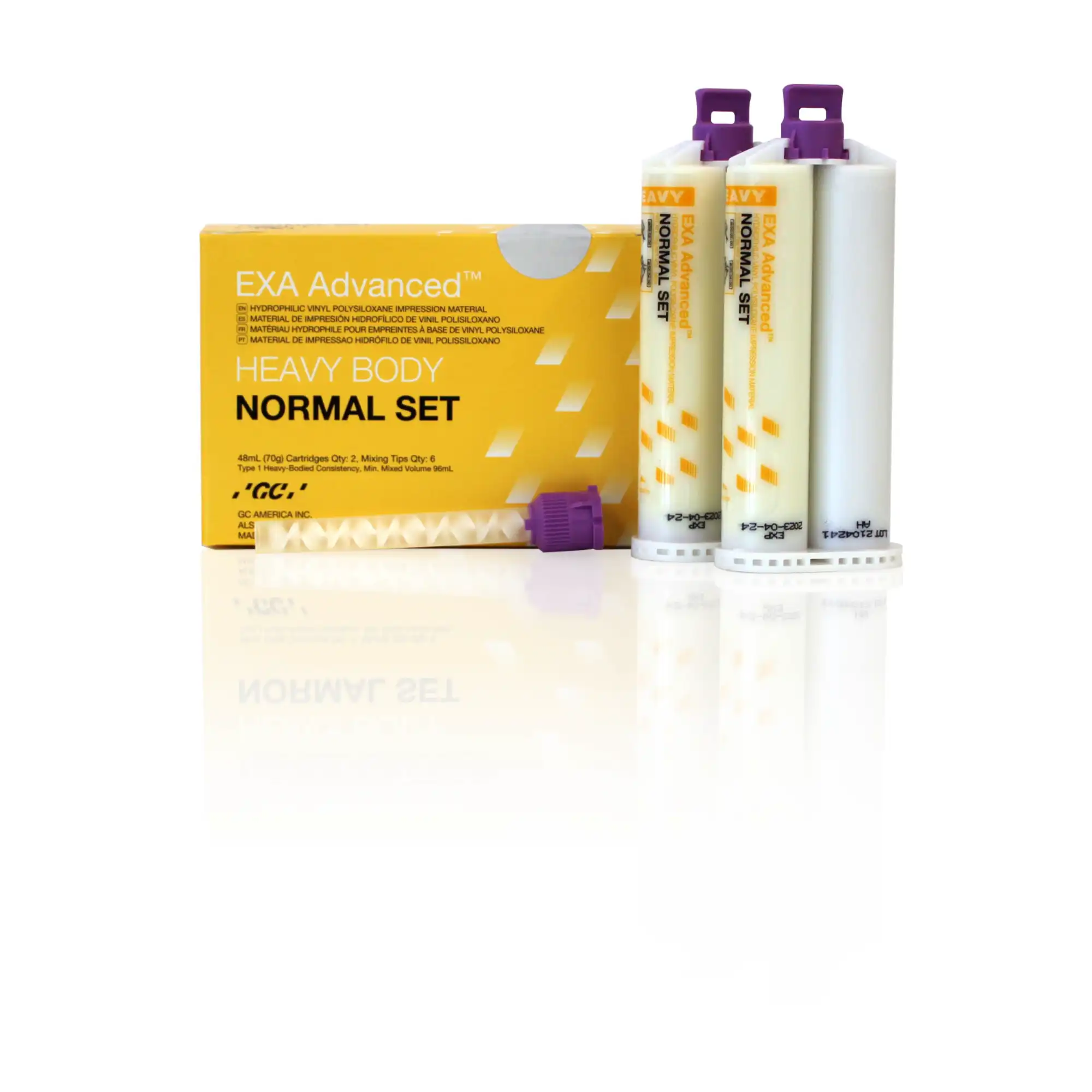 EXA Advanced VPS Heavy Body Normal Set Impression Material Value Pack, 8 x 48 mL Cartridges with 24 Mixing Tips, 138116 thumbnail 2