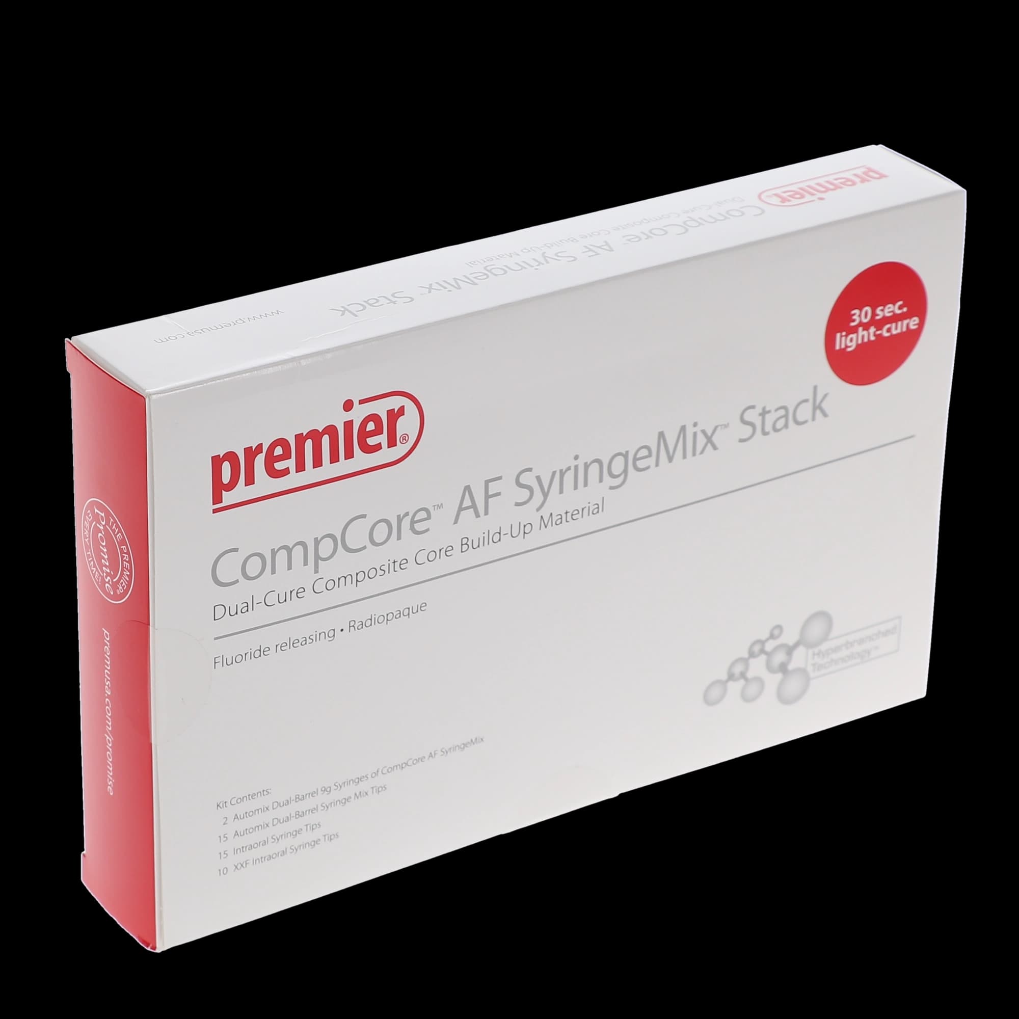 Premier CompCore AF SyringeMix STACK Dual-Cure Core Build-Up Material, White, Introductory Kit (2 x 9 g Syringes, 15 Mix Tips, 15 Standard & 10 Extra-Fine Intraoral Tips), #3001512 thumbnail 15