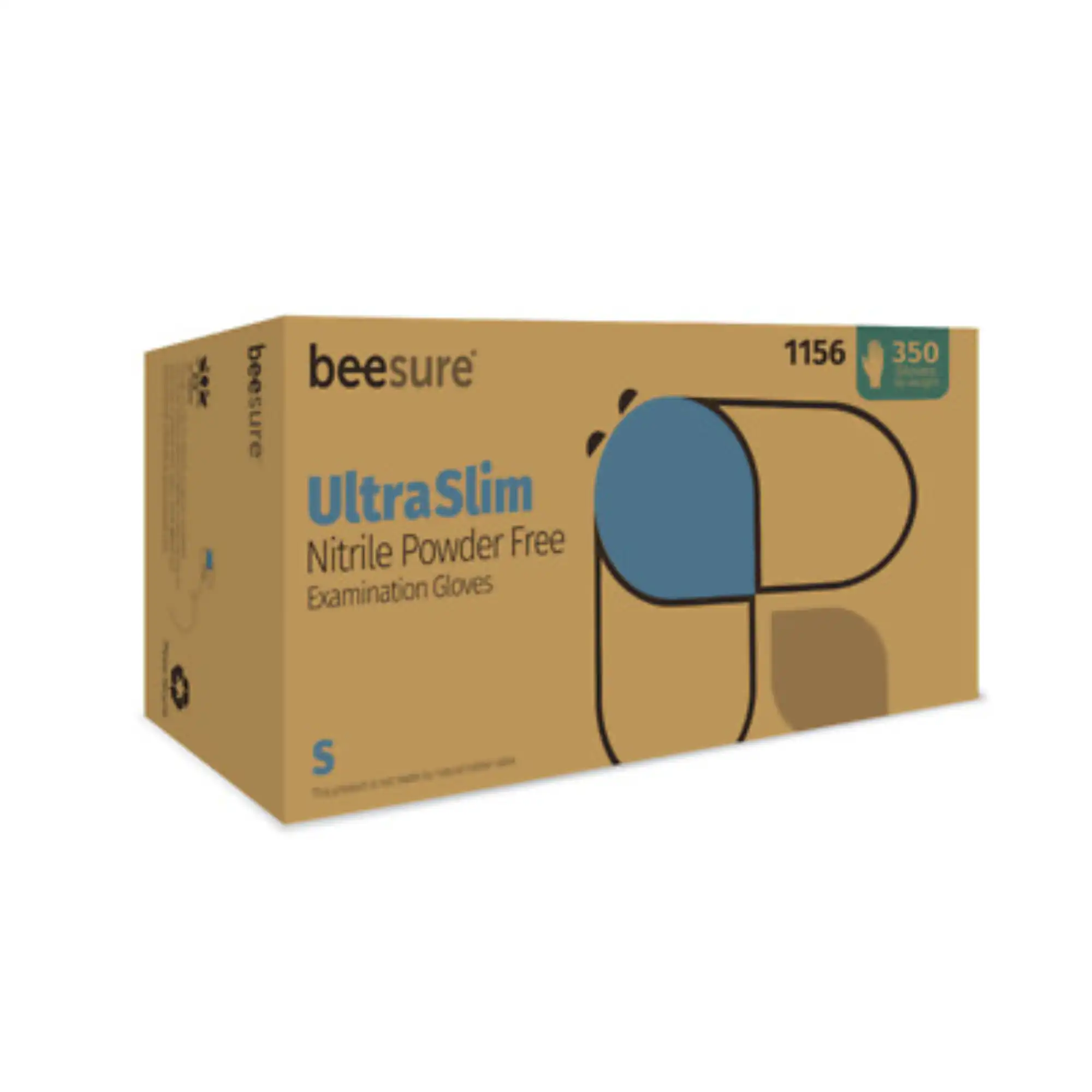 BeeSure UltraSlim Nitrile Exam Gloves, Powder Free, Non-Sterile, Small, Blue, 350/Box, BE1156 thumbnail 8