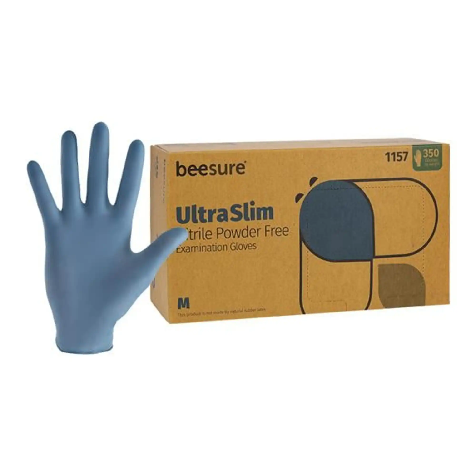 BeeSure UltraSlim Nitrile Exam Gloves, Powder Free, Non-Sterile, Medium, Blue, 350/Box, BE1157 thumbnail 8