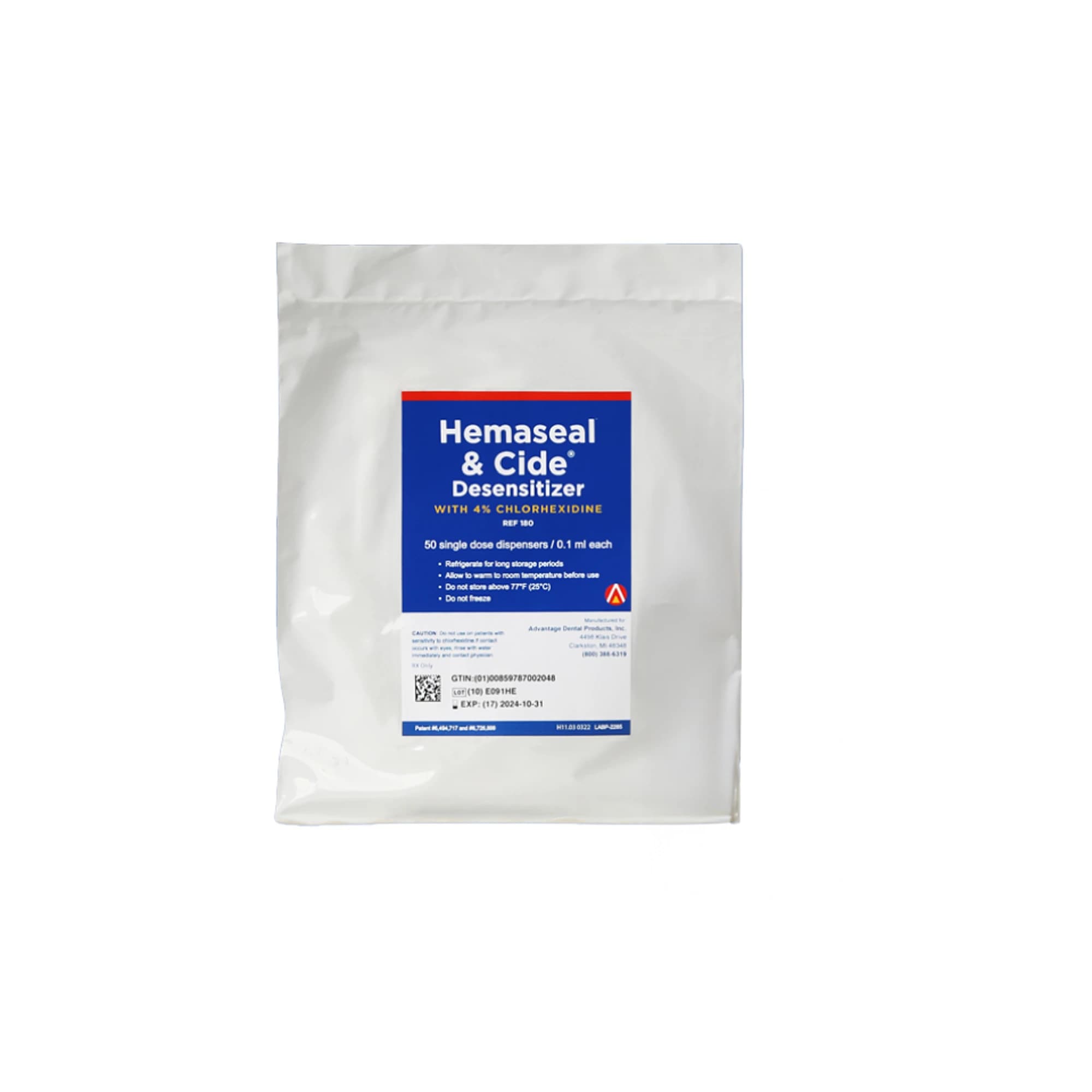 Hemaseal & Cide Desensitizer Unidose 0.1 mL Bulbs, 50/Box (Advantage Dental Products) - Hemaseal & Cide Desensitizer Unidose 0.1mL 50/Pk - Image 1