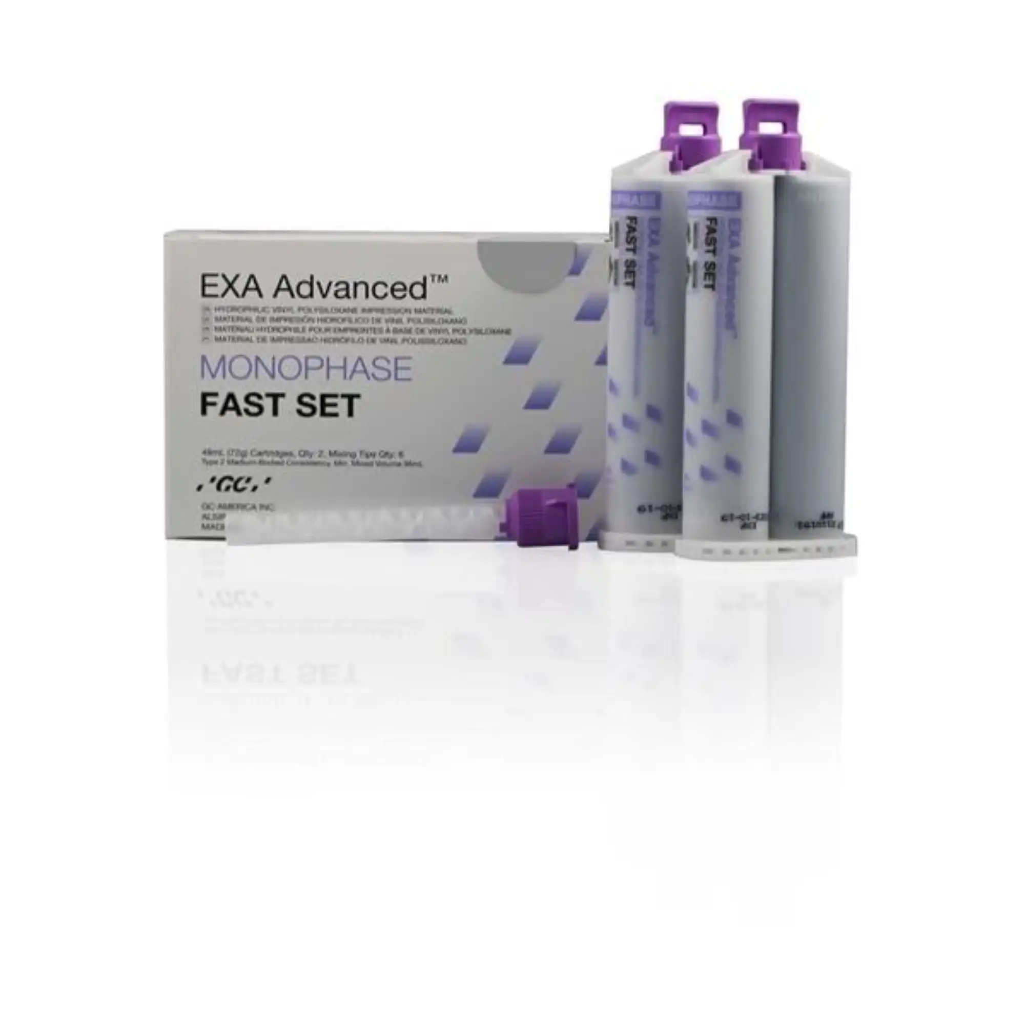GC America EXA Advanced VPS Impression Material, Monophase, Fast Set, 48 mL Cartridge Refill, 2/Pkg, 137112 thumbnail 2