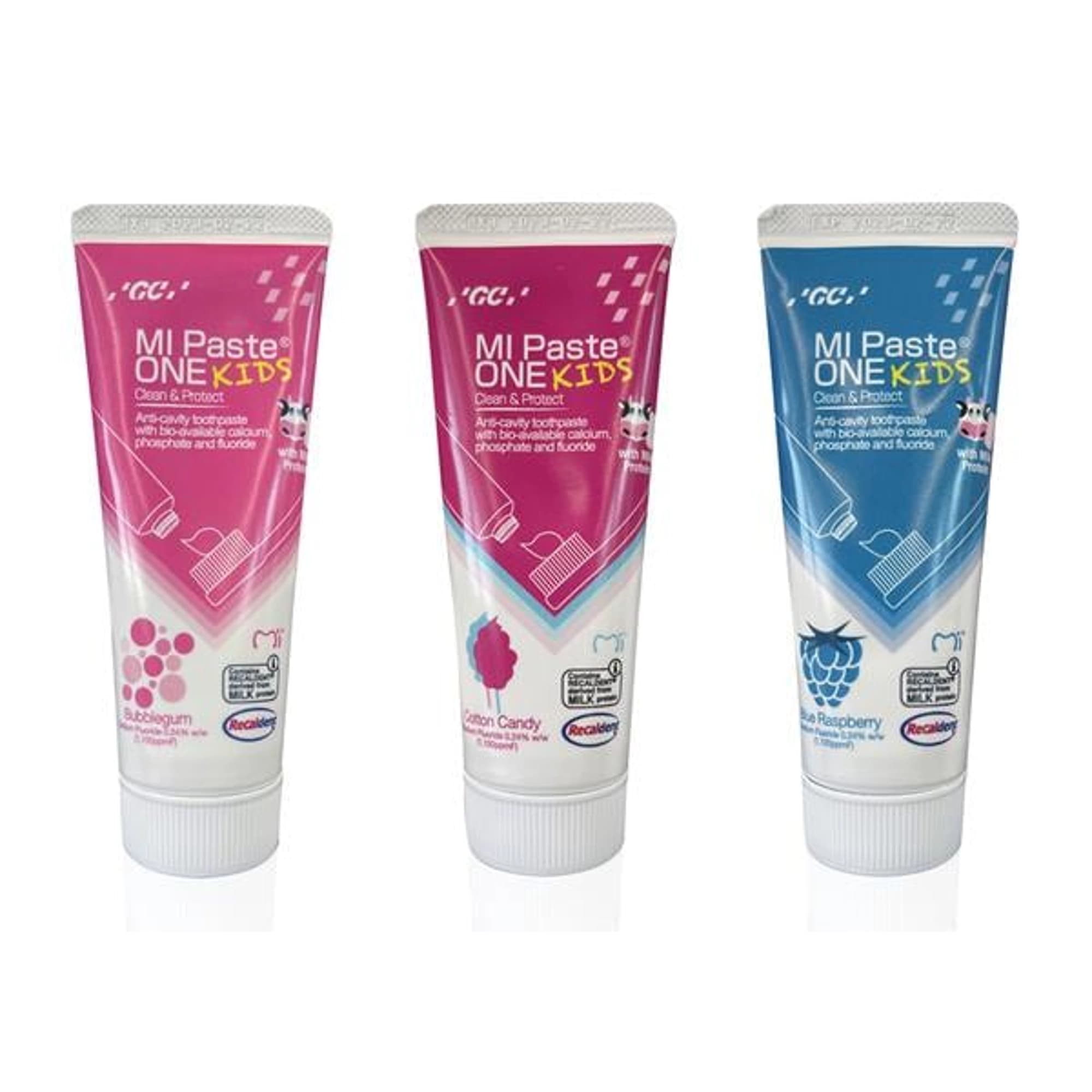 MI Paste ONE Kids Toothpaste, Assorted Flavors (Bubblegum, Blue Raspberry, Cotton Candy), 46g/35mL Tube, 10/Box, 437120 thumbnail 2