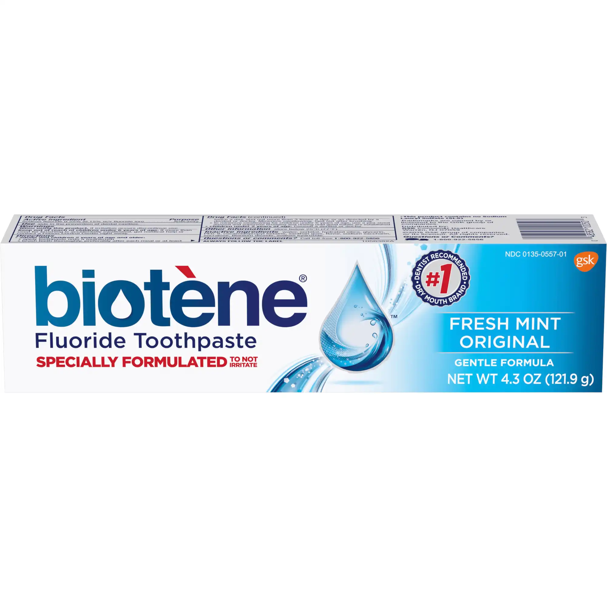 Biotene Fresh Mint Toothpaste, 4.3 oz Tube - GlaxoSmithKline - Biotene TP 4.3oz - Image 1