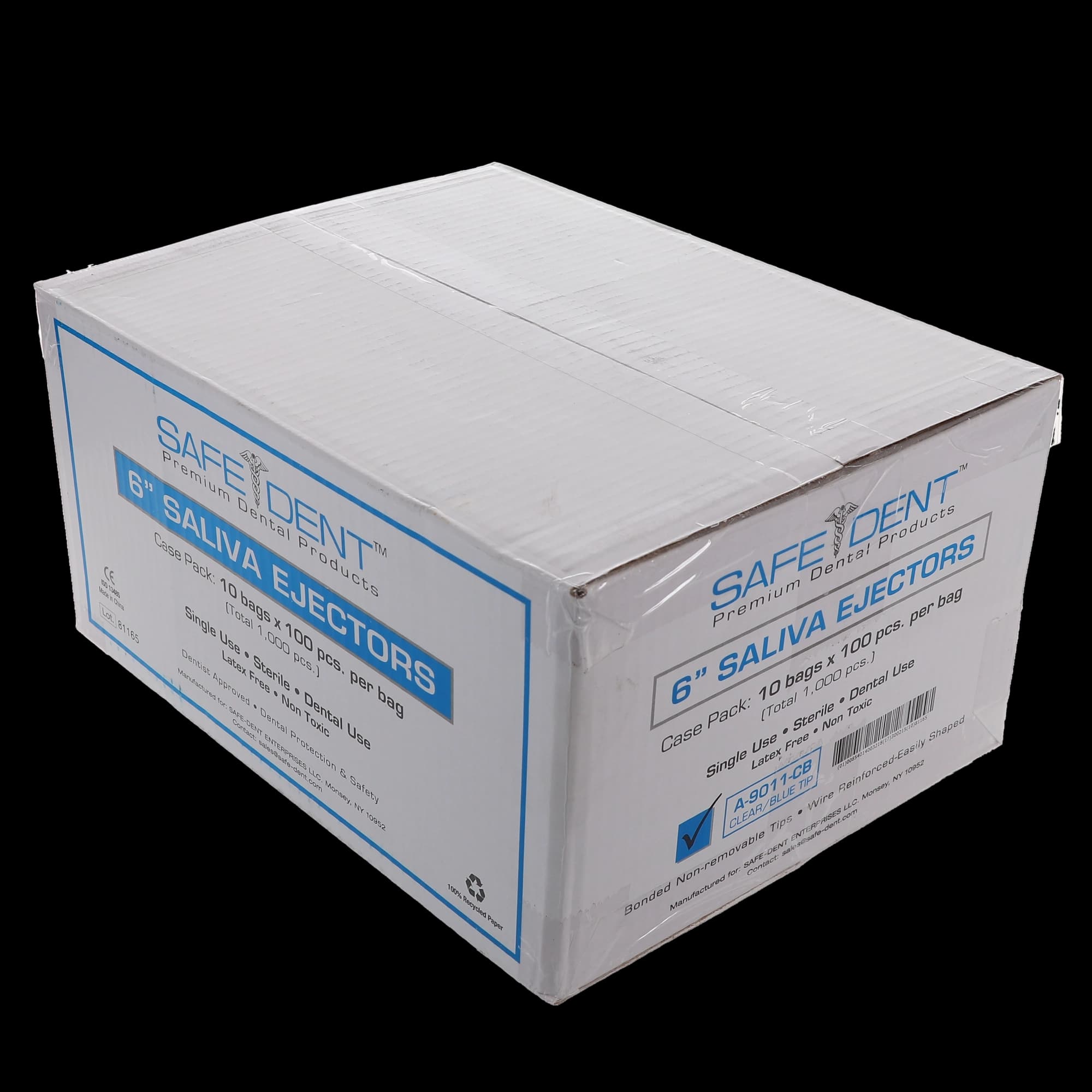 Safe-Dent 6" Saliva Ejectors, Clear with Blue Tip, Shape and Stay, Disposable, 1000/Pack thumbnail 5
