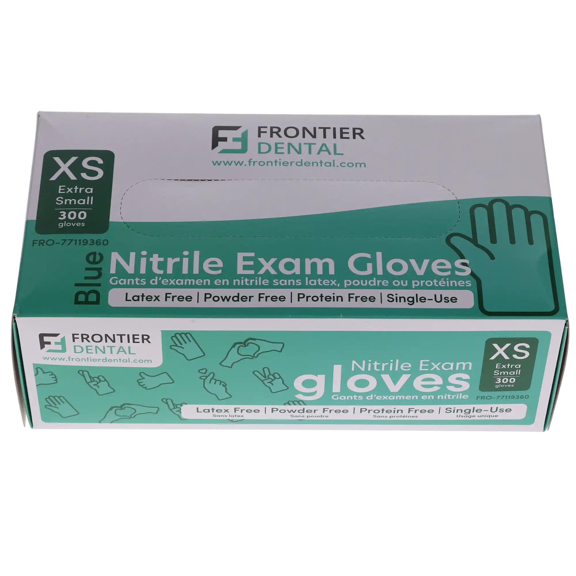 Frontier Dental Nitrile Examination Gloves, Powder-Free, Latex-Free, Extra Small, 300/Box, 77119360 thumbnail 2