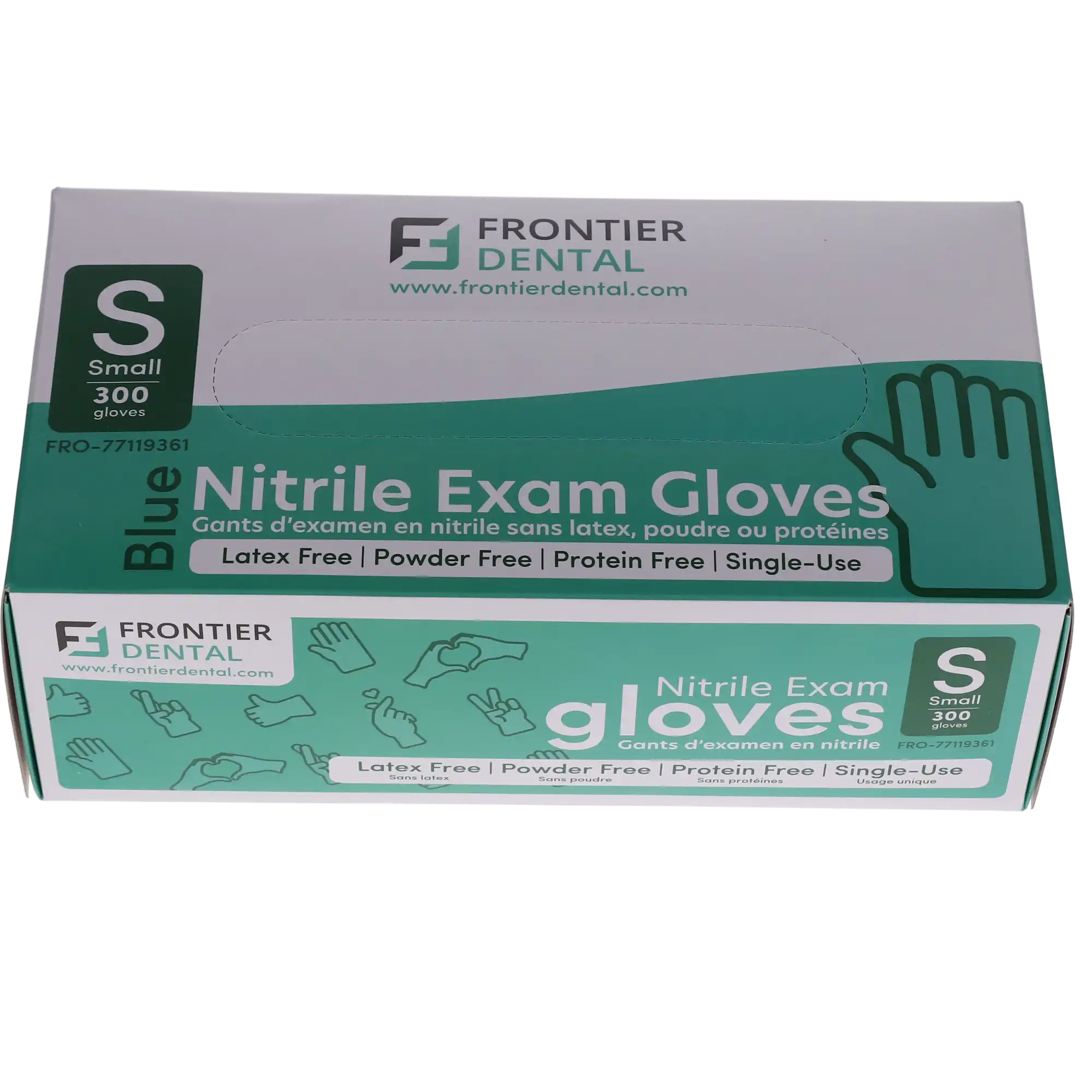 Frontier Dental Nitrile Examination Gloves, Powder-Free, Latex-Free, Small, 300/Box, 77119361 thumbnail 2
