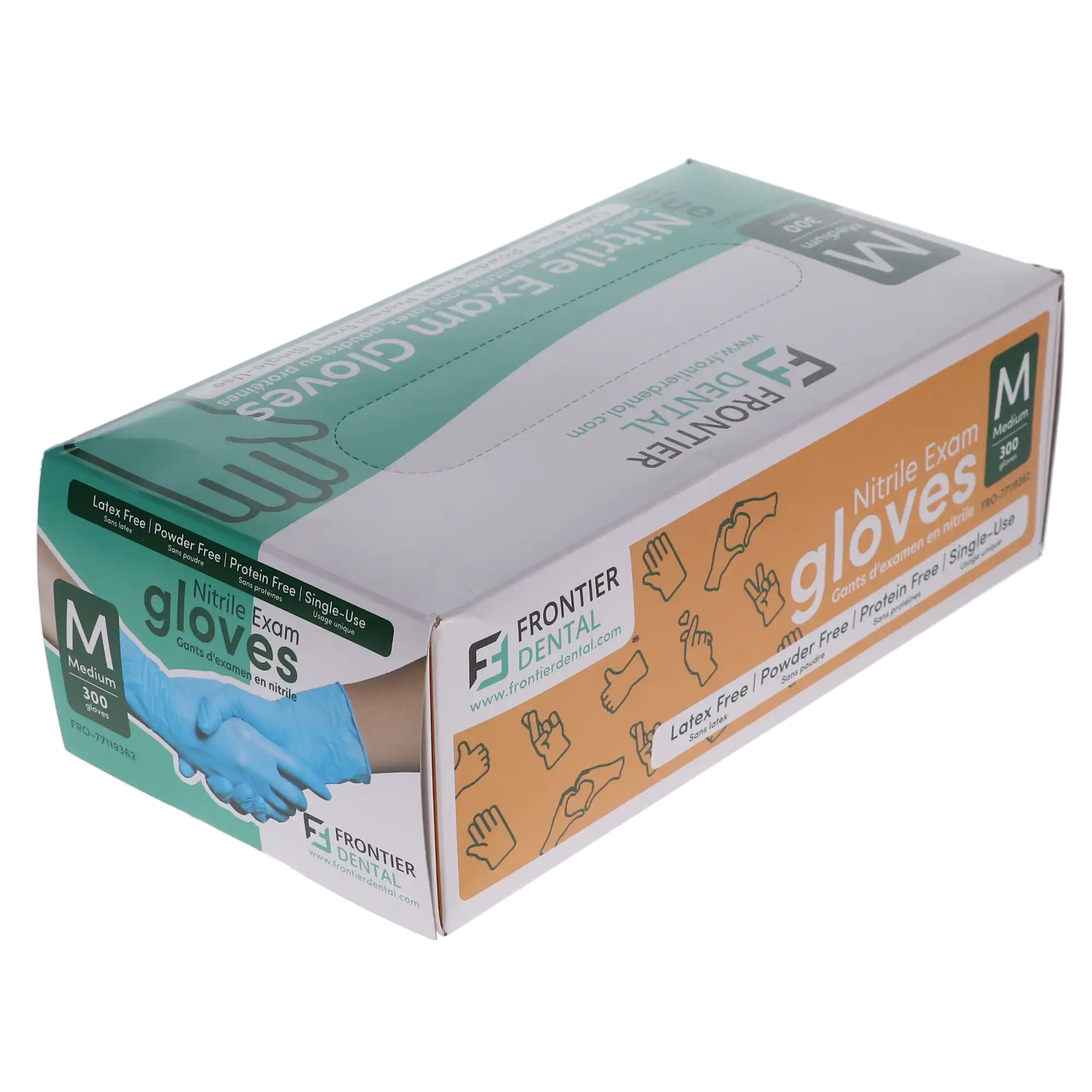 Frontier Dental Nitrile Examination Gloves, Powder-Free, Latex-Free, Medium, 300/Box, 77119362 thumbnail 3