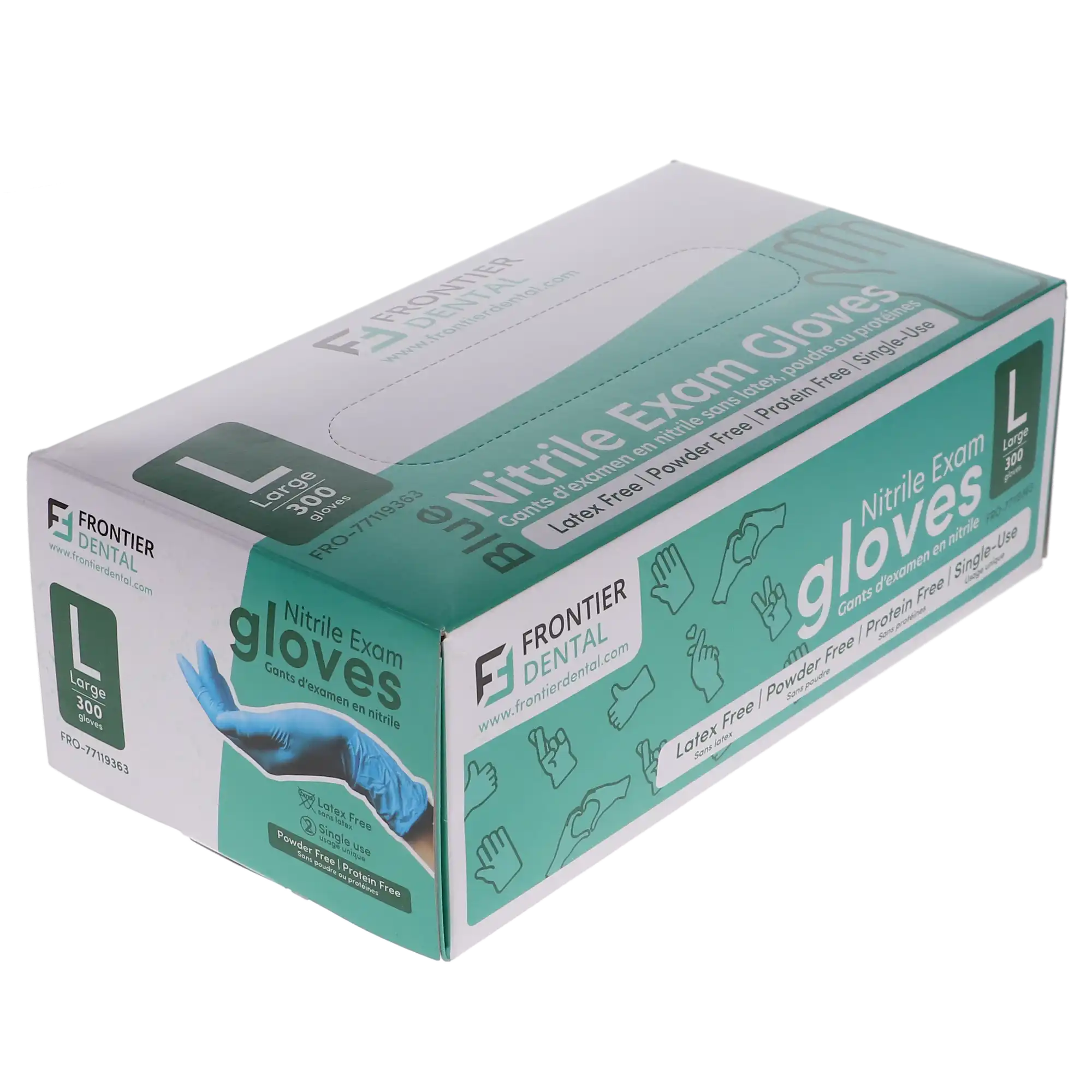Frontier Dental Nitrile Examination Gloves, Powder-Free, Latex-Free, Large, 300/Box, 77119363 - Nitrile Examination Gloves, Powder-Free, Large, 300/Box, 77119363 - Image 1