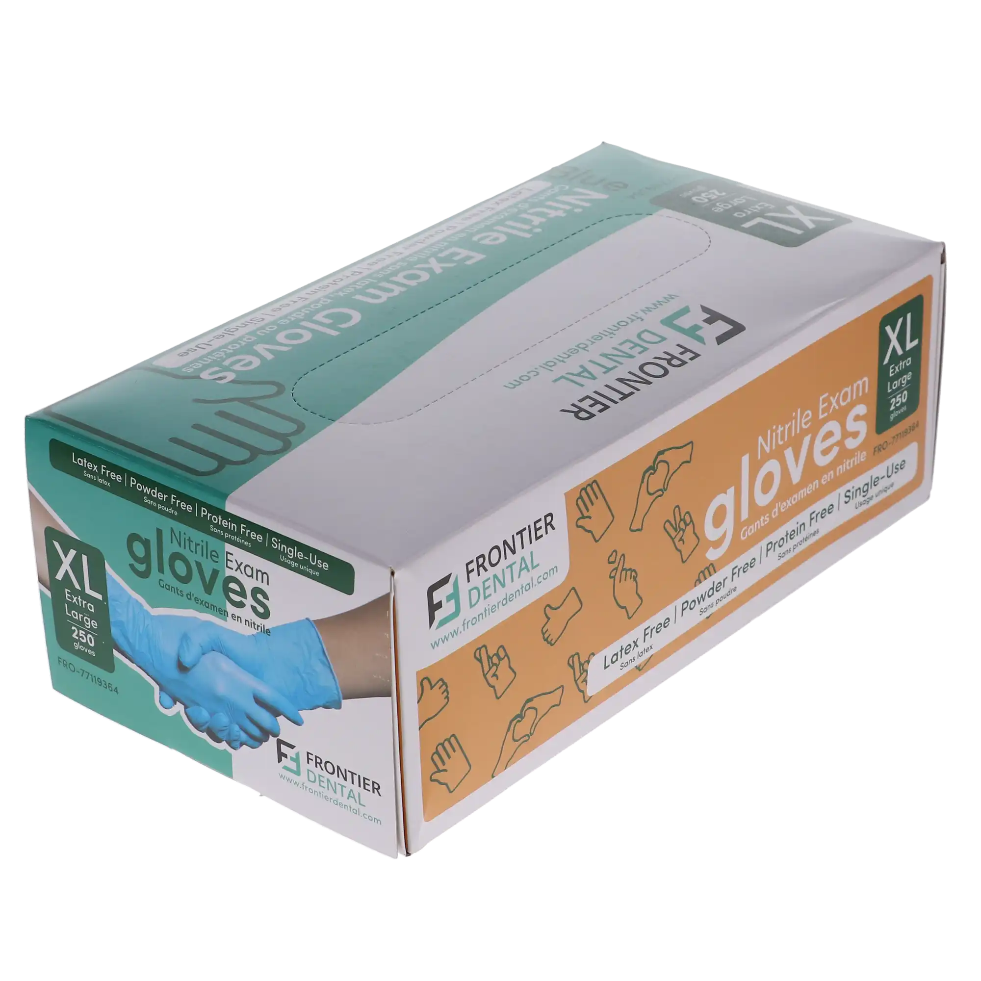 Frontier Dental Nitrile Examination Gloves, Powder-Free, Latex-Free, Extra Large, 250/Box, 77119364 thumbnail 3
