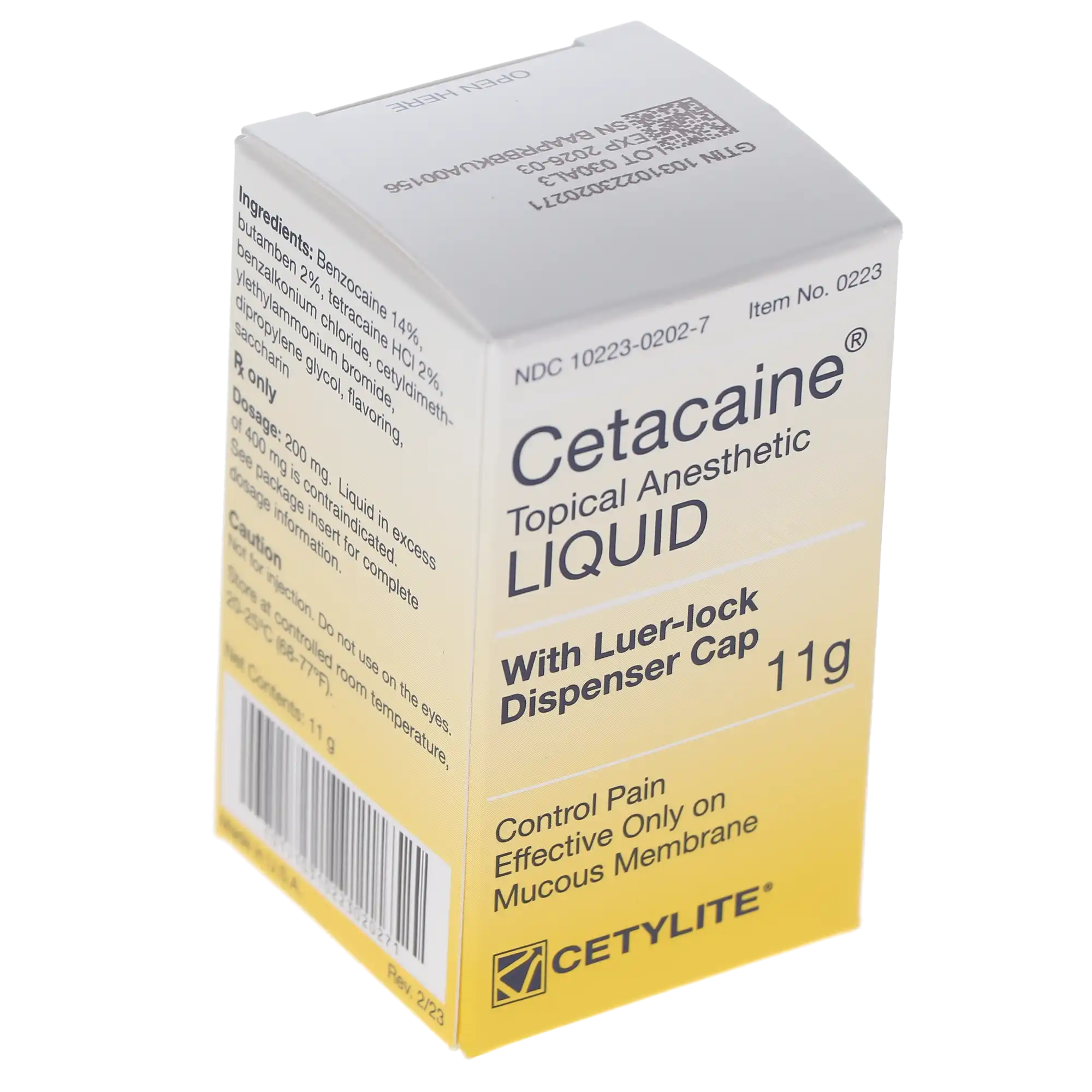 Cetacaine Topical Anesthetic Liquid, 11 g Bottle, Benzocaine 14%/Butamben 2%/Tetracaine HCl 2%, Banana Flavor, 0223 thumbnail 5