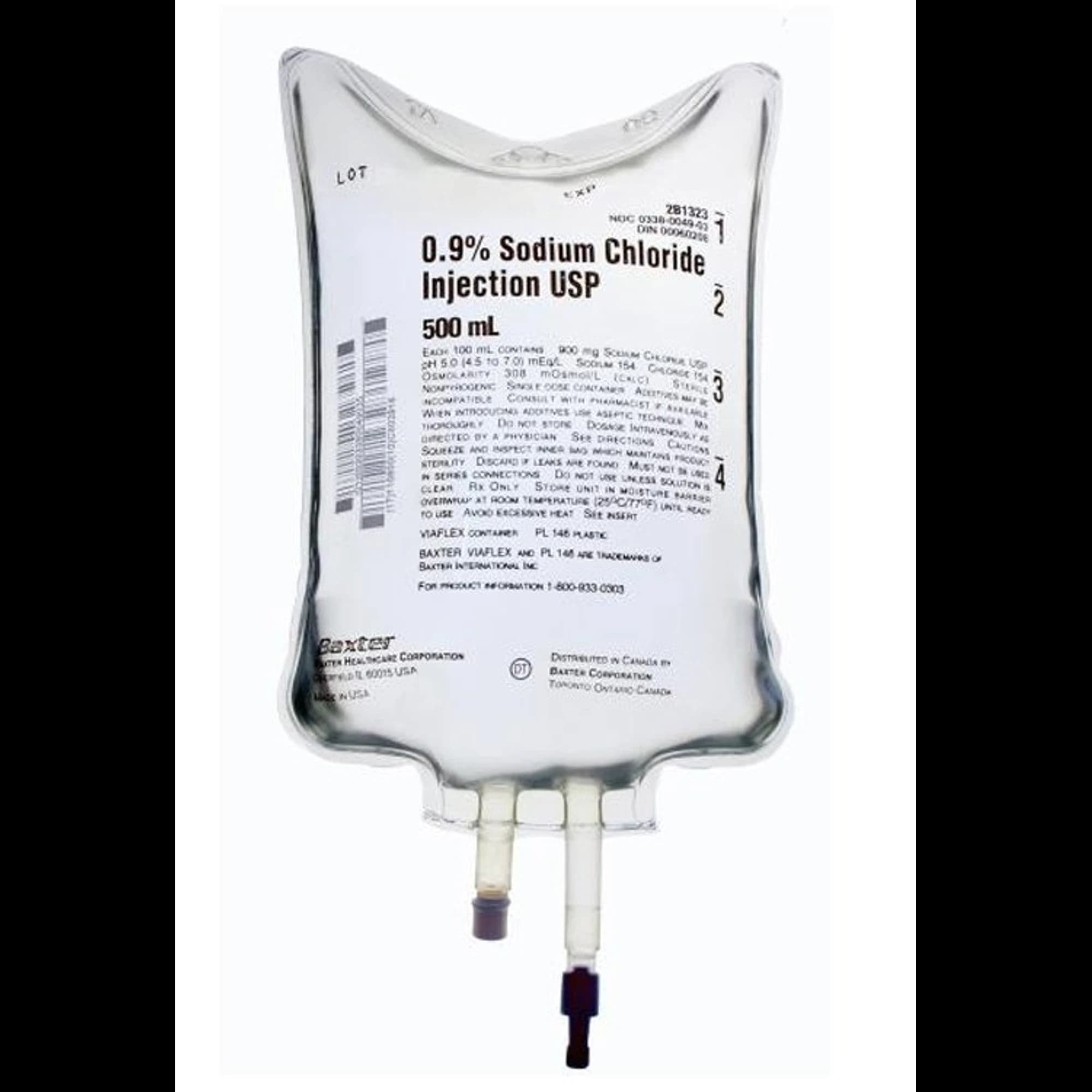 Baxter Sodium Chloride 0.9% Injection USP, 500 mL VIAFLEX Plastic Container, 24/Case thumbnail 2