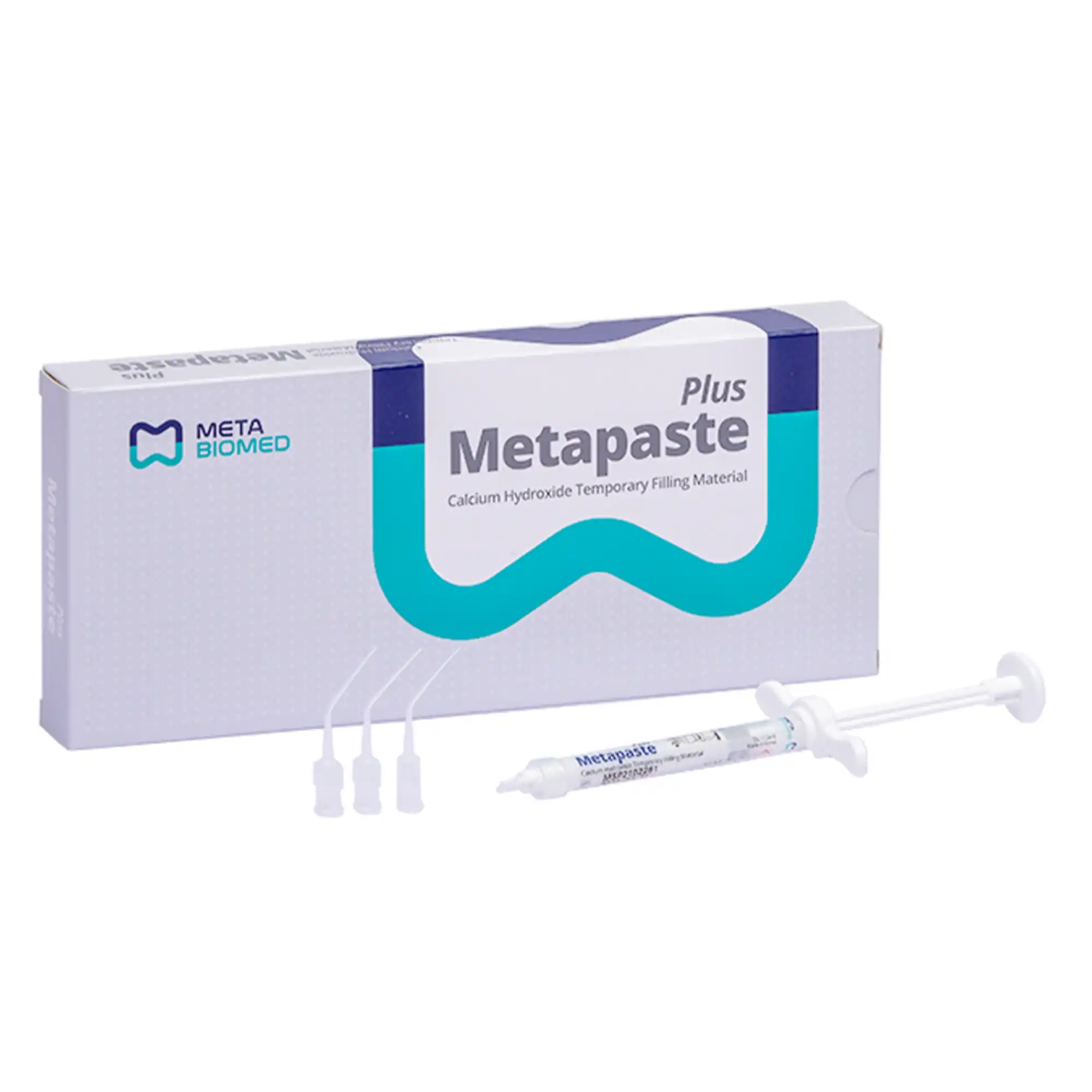 Meta Biomed Metapaste PLUS Calcium Hydroxide Paste with Barium Sulfate, 2.2g Syringe with 20 Tips, 301002 - Metapaste PLUS w/Barium Sulfate 2.2g Syringe - Image 1